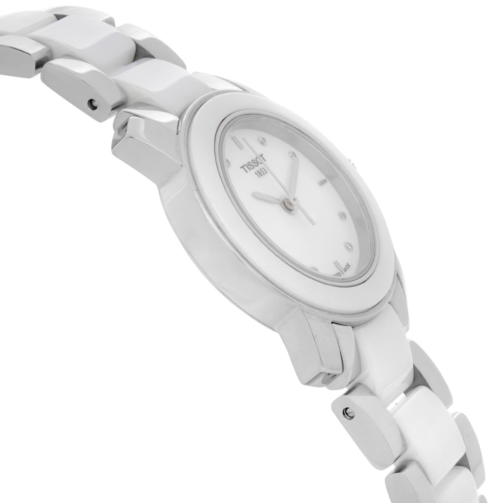 tissot women’s cera black dial diamond-accented ceramic watch