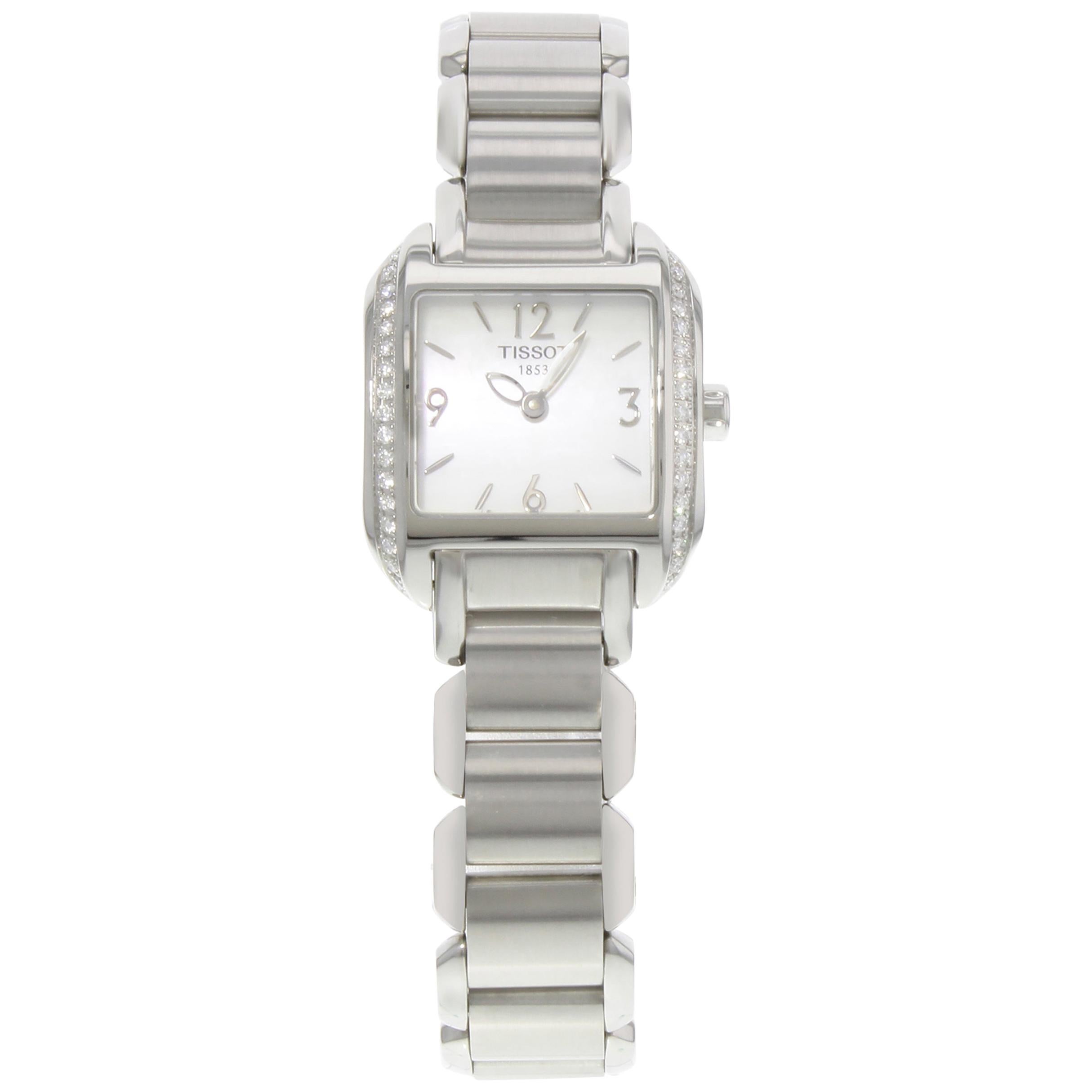 Tissot T-Wave Mother Pearl Dial Steel Diamonds Quartz Ladies Watch T02.1.385.82