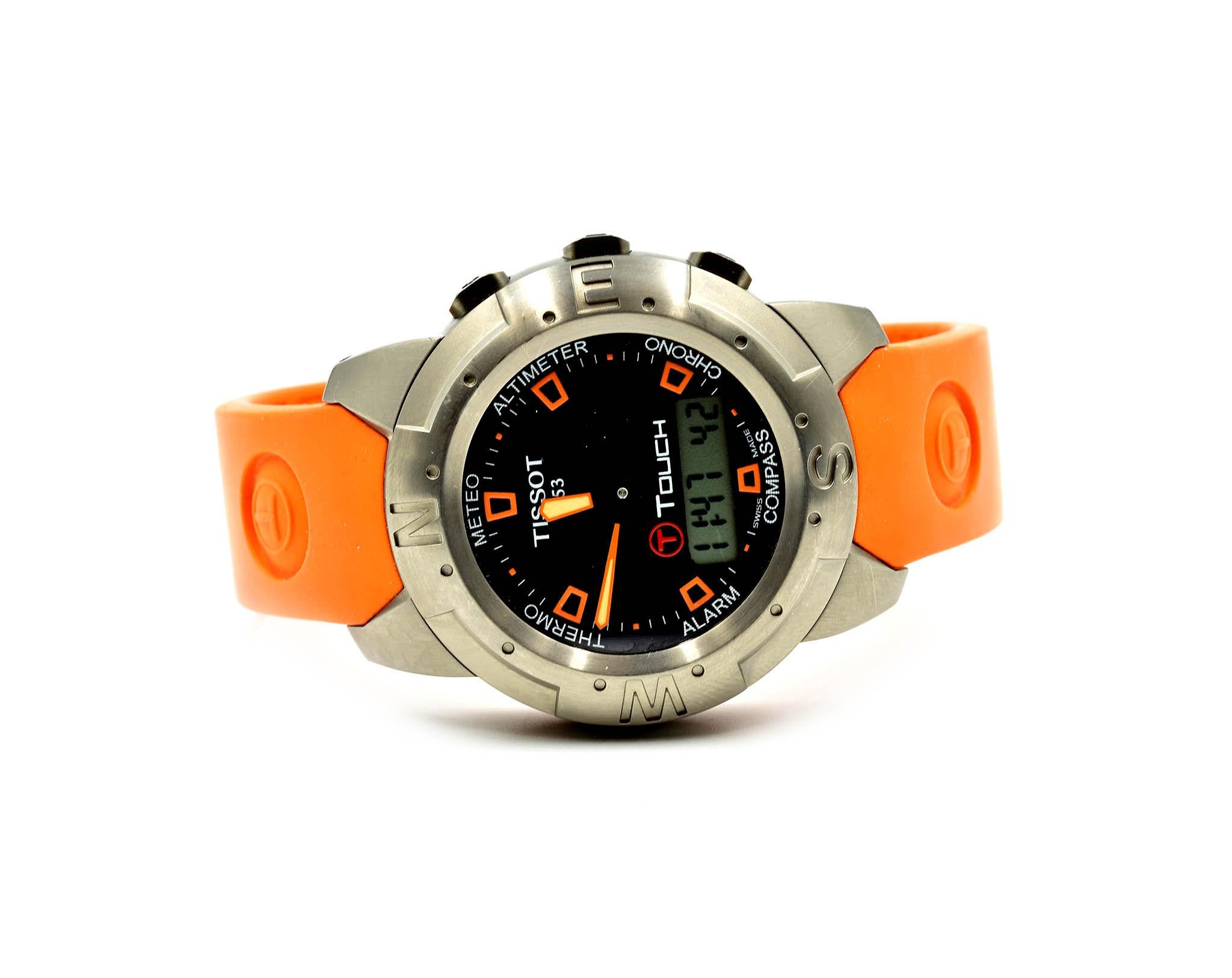 Movement: quartz
Function: EOL, meteo, altimeter, chrono, compass, thermo, 2 alarms, second time zone, perpetual calendar and backlight functions
Case: round 43.30mm x 42.70mm titanium case with rotating bezel, scratch resistant sapphire crystal,