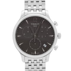 Tissot Tradition Stahl-Quarzuhr für Herren mit Holzkohle-Zifferblatt T063.617.11.067,00