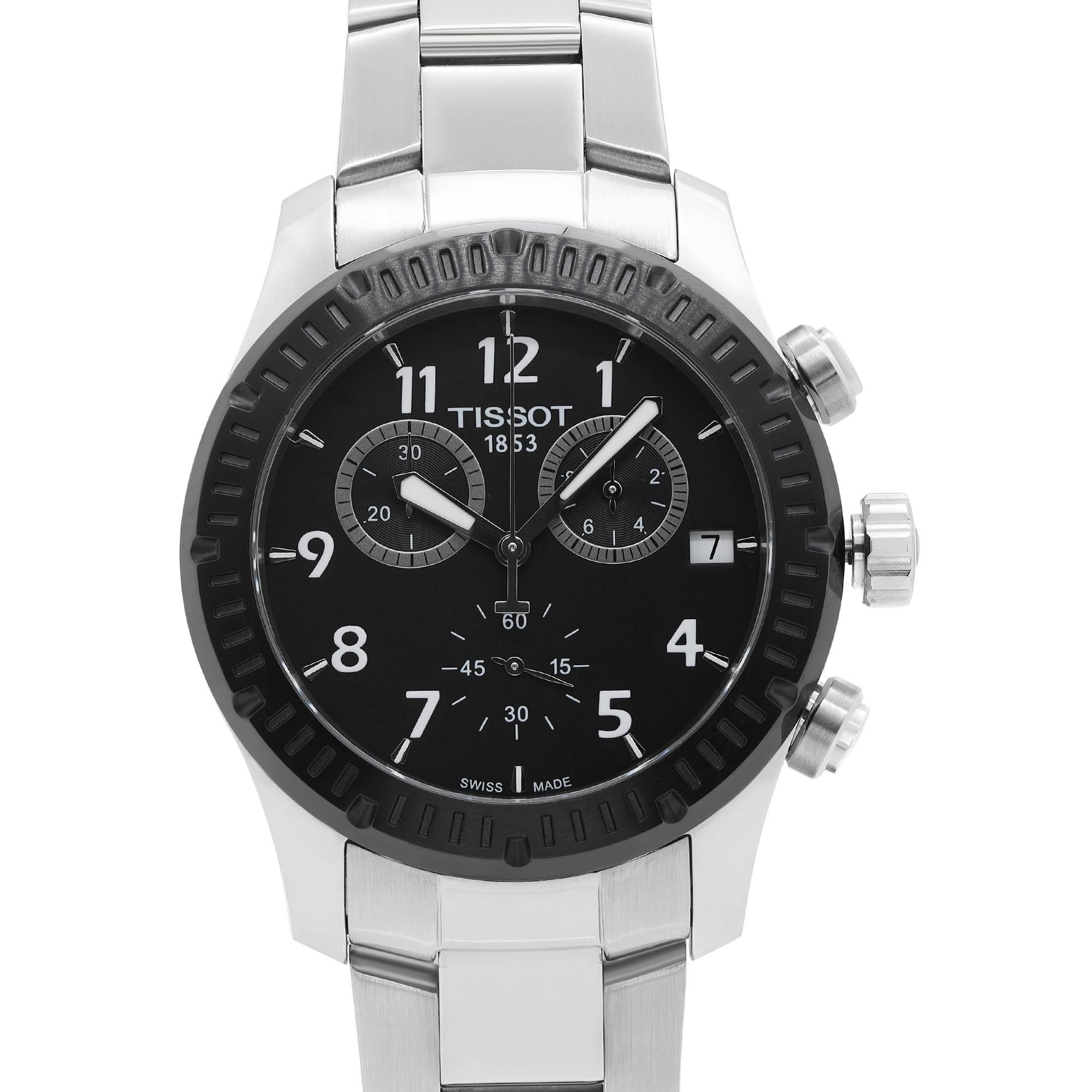 Display Model Tissot V8 Stainless Steel Chronograph Black Dial Men Quartz Watch T039.417.21.057.00.  Original Box and Papers are Included. Covered by 1-year Chronostore Warranty.

Brand: Tissot  Type: Wristwatch  Department: Men  Model Number:
