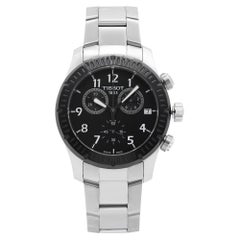 Tissot V8 Cronógrafo de acero Esfera negra Reloj de cuarzo para hombre T039.417.21.057.00