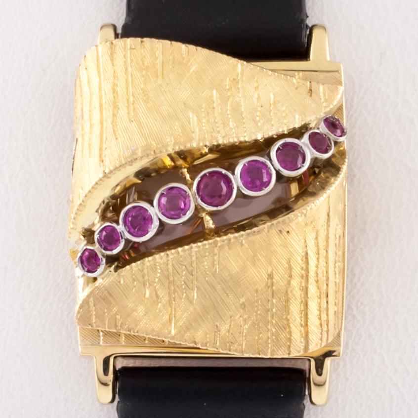 Tissot Vintage 18 Karat Gold Ladies Dress Watch with Ornate Tourmaline Cover In Good Condition In Sherman Oaks, CA