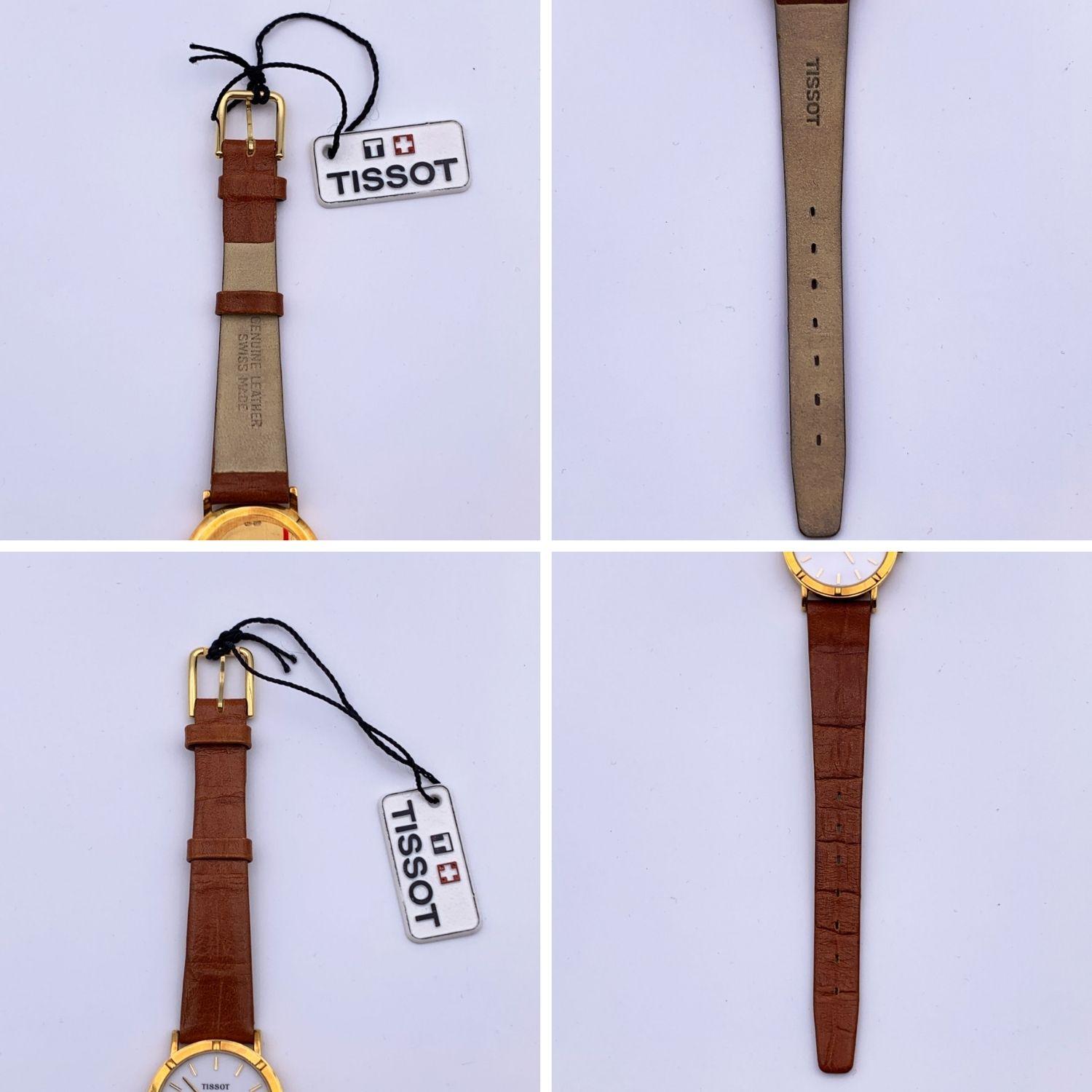 Tissot Vintage 18K Gold Women Quartz Wrist Watch Leather Strap 1