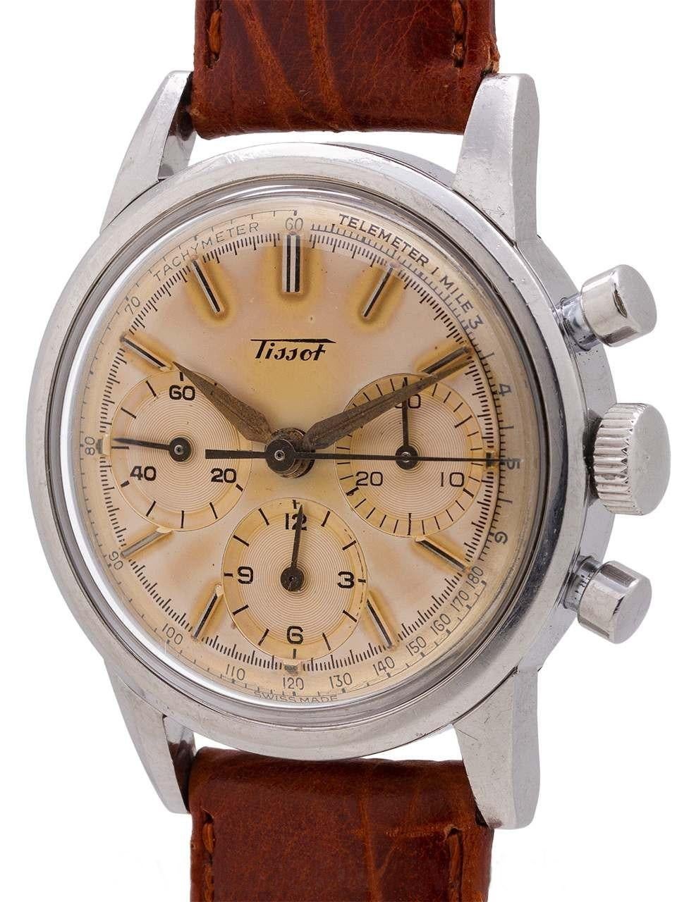 Tissot, chronographe vintage Sunburst pour hommes - 1950-1959 Bon état - En vente à Yeşilköy, TR