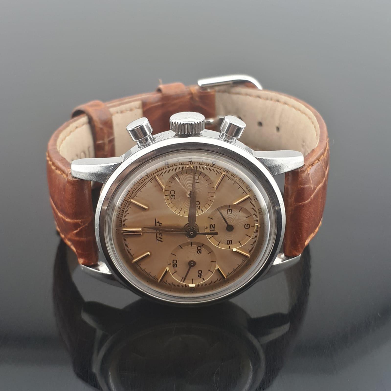 Tissot, chronographe vintage Sunburst pour hommes - 1950-1959 Pour hommes en vente