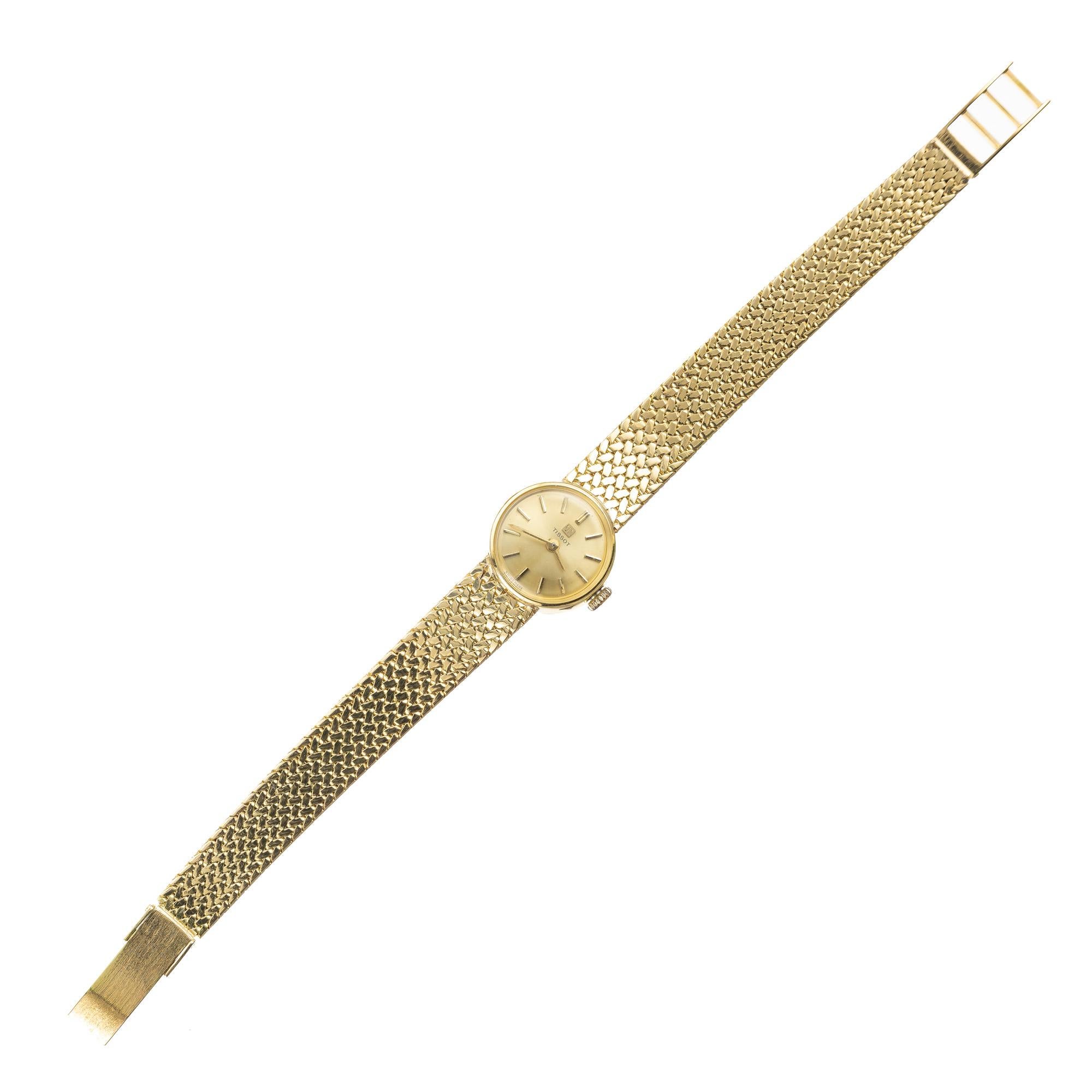 Women's Tissot Yellow Gold 17 Jewel Ladies Wristwatch  For Sale