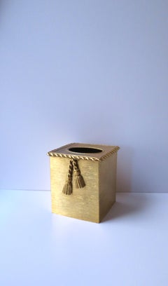 Gold Tissue Box Cover Rope Tassel Design
