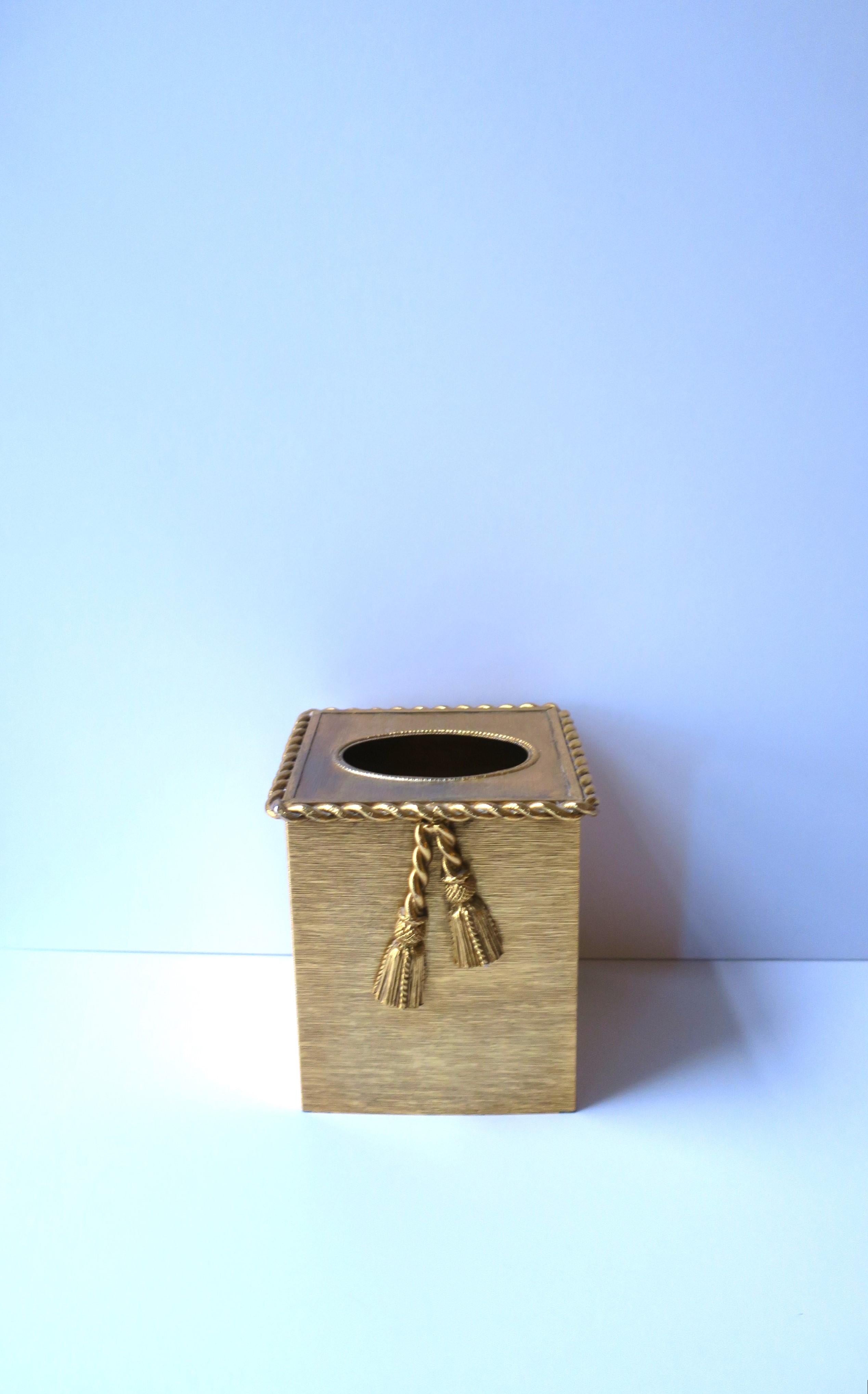 20th Century Gold Tissue Box Cover with Rope and Tassel Design For Sale