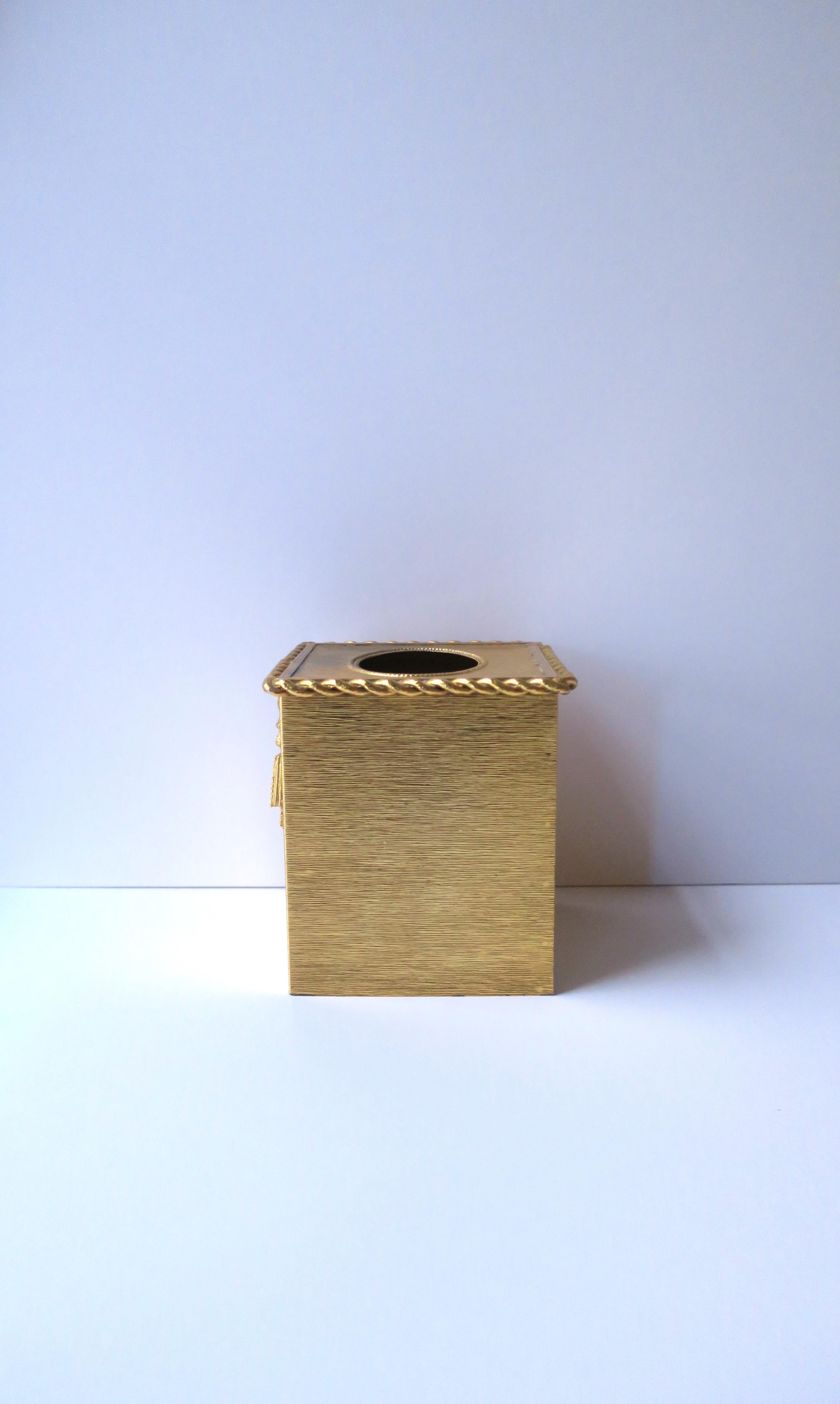 Metal Gold Tissue Box Cover with Rope and Tassel Design For Sale