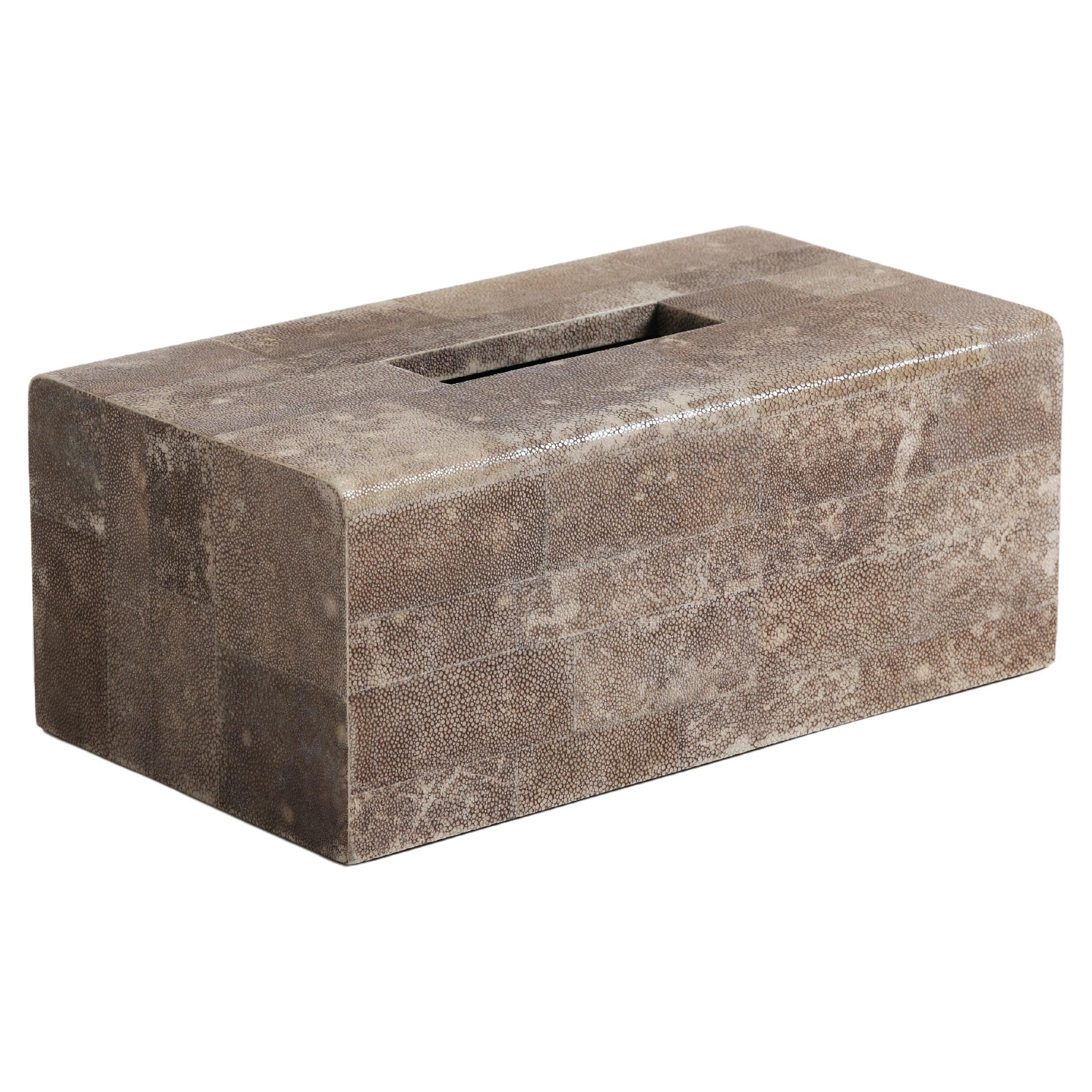 Limited Edition Natural Distressed Shagreen Long Tissue Box by Alexander Lamont
