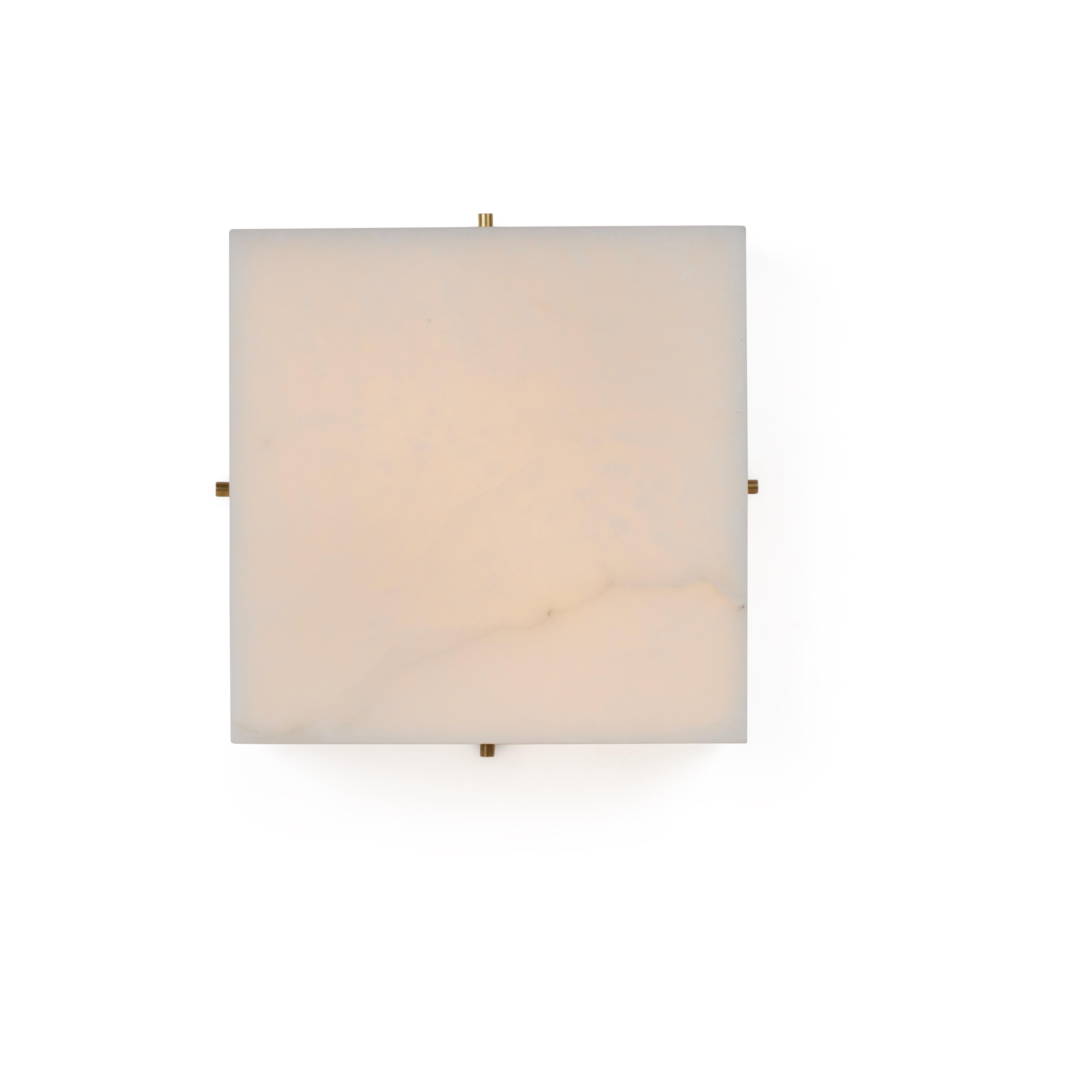 Metal 'Titan 4' Alabaster Wall or Ceiling Lamp in the Manner of Pierre Chareau For Sale