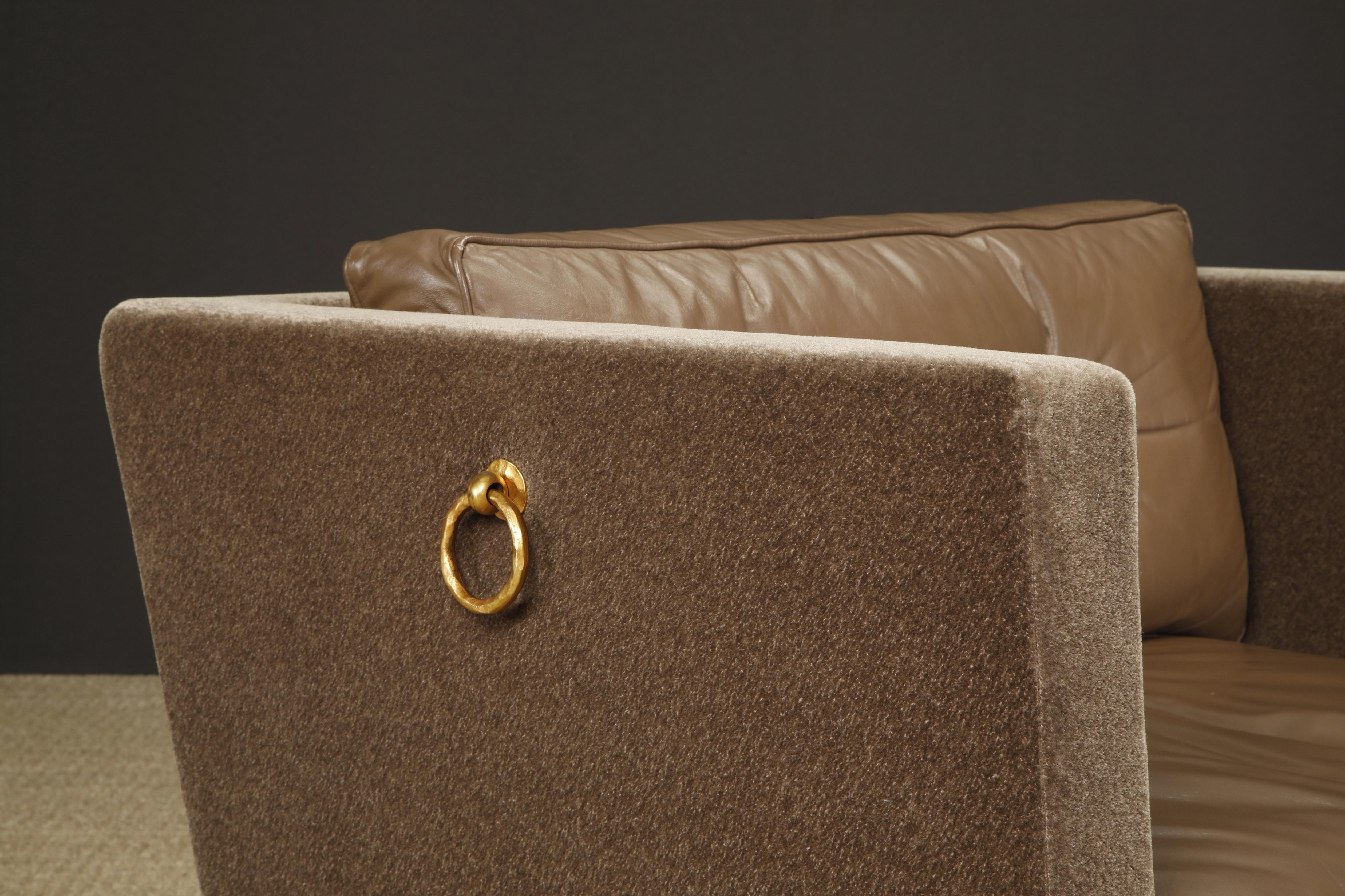 'Titan' Oversized Club Chairs by Olivier Gagnère in Mohair, Leather, and Bronze For Sale 5