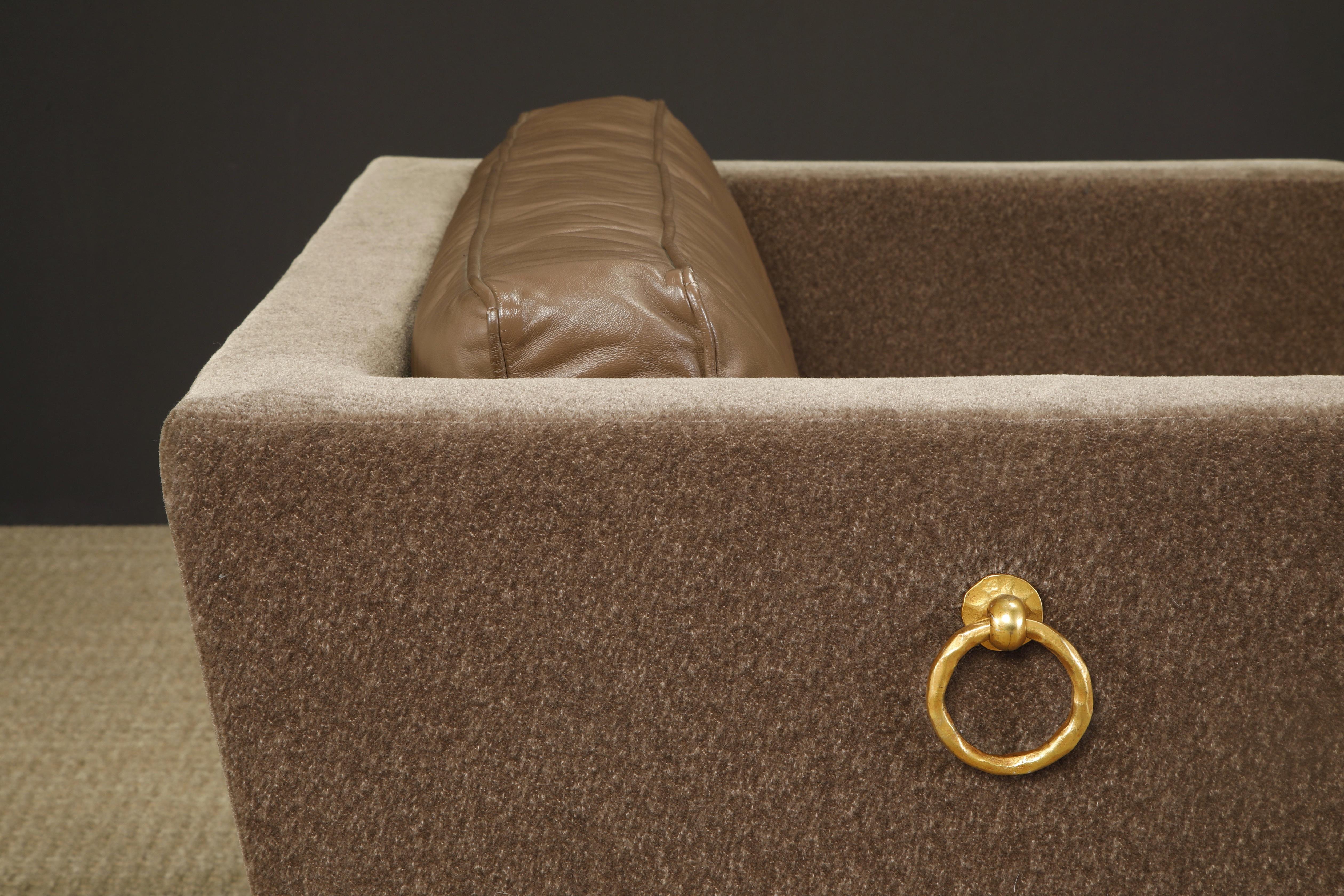 'Titan' Oversized Club Chairs by Olivier Gagnère in Mohair, Leather, and Bronze For Sale 8