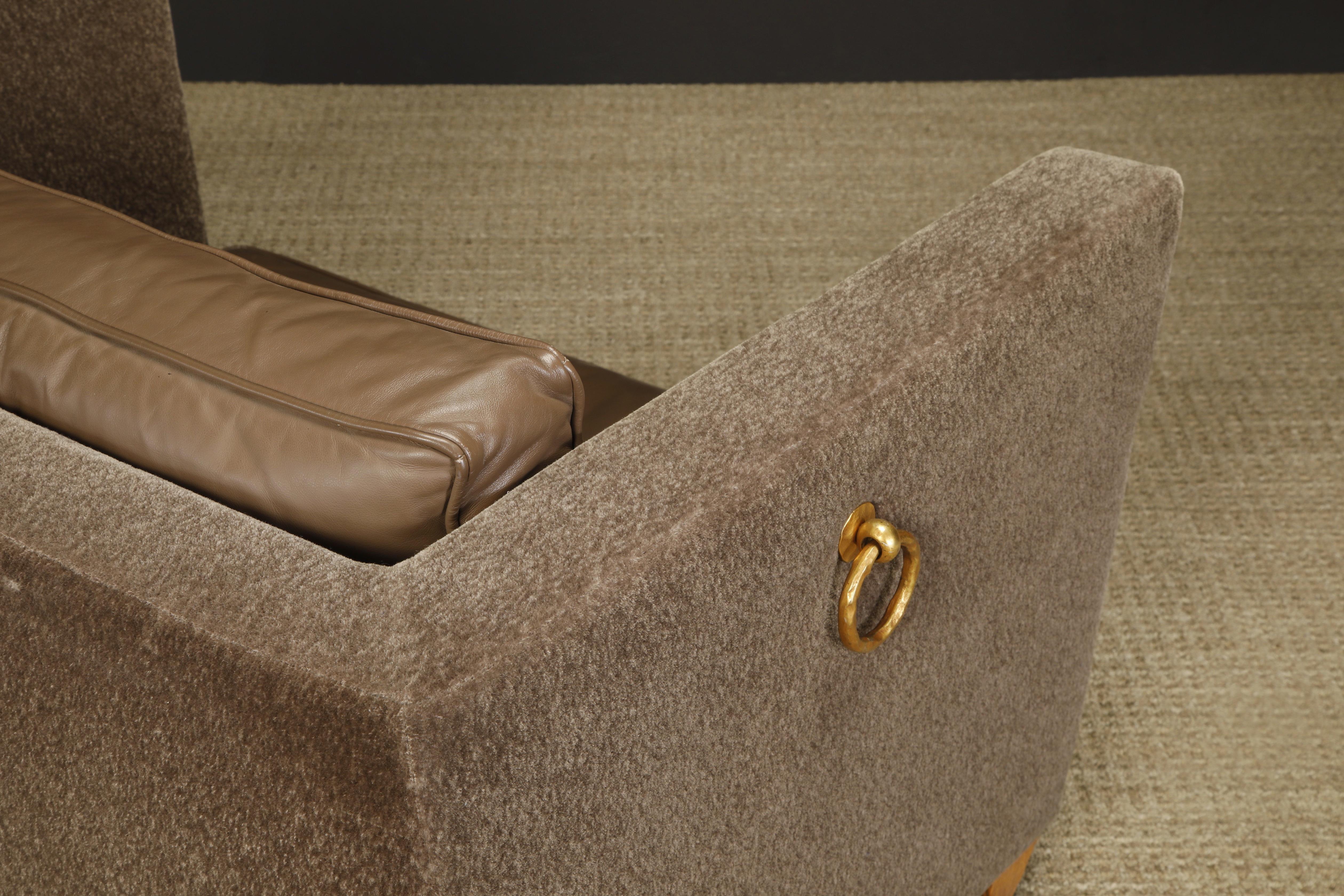 'Titan' Oversized Club Chairs by Olivier Gagnère in Mohair, Leather, and Bronze 11