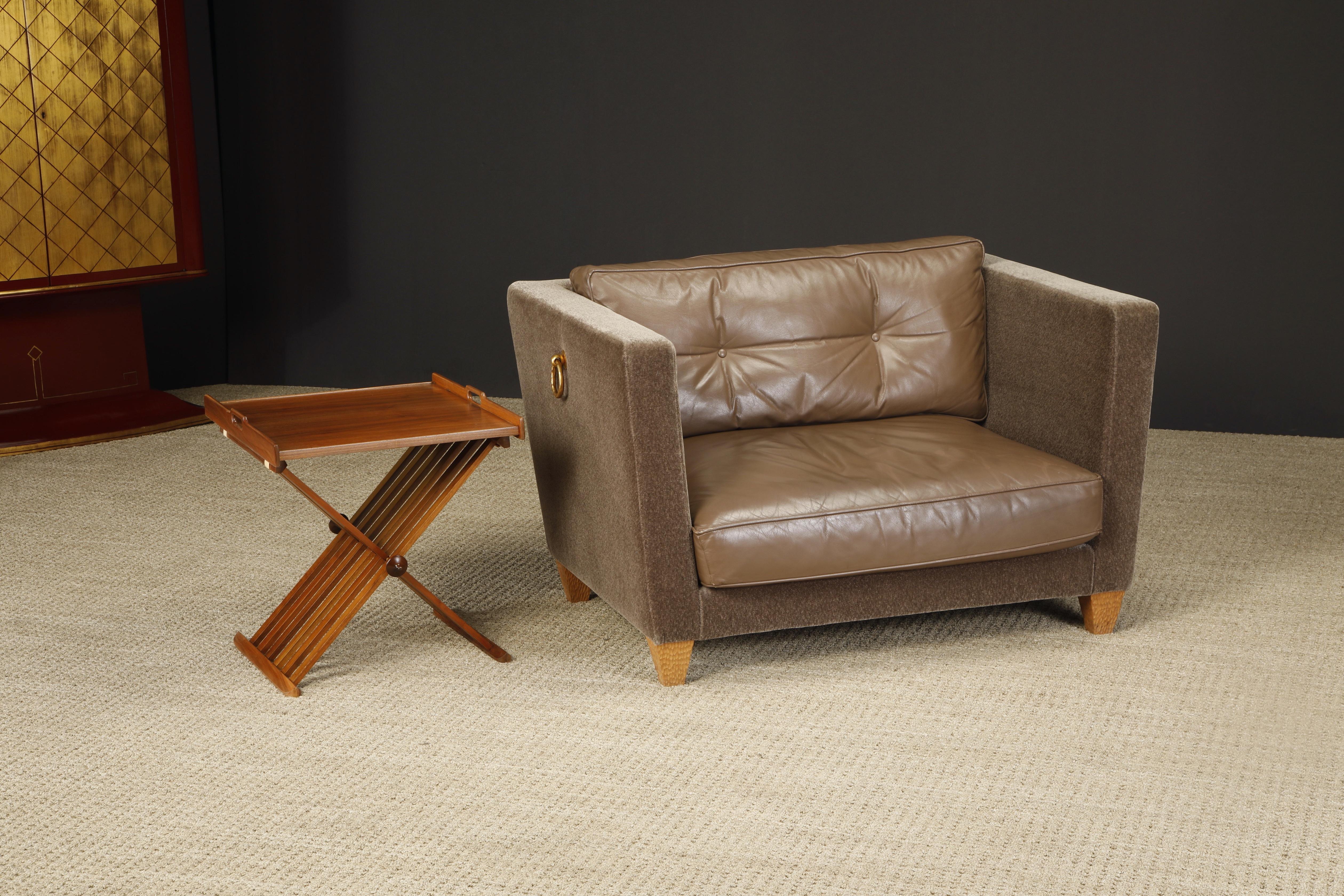 'Titan' Oversized Club Chairs by Olivier Gagnère in Mohair, Leather, and Bronze 13