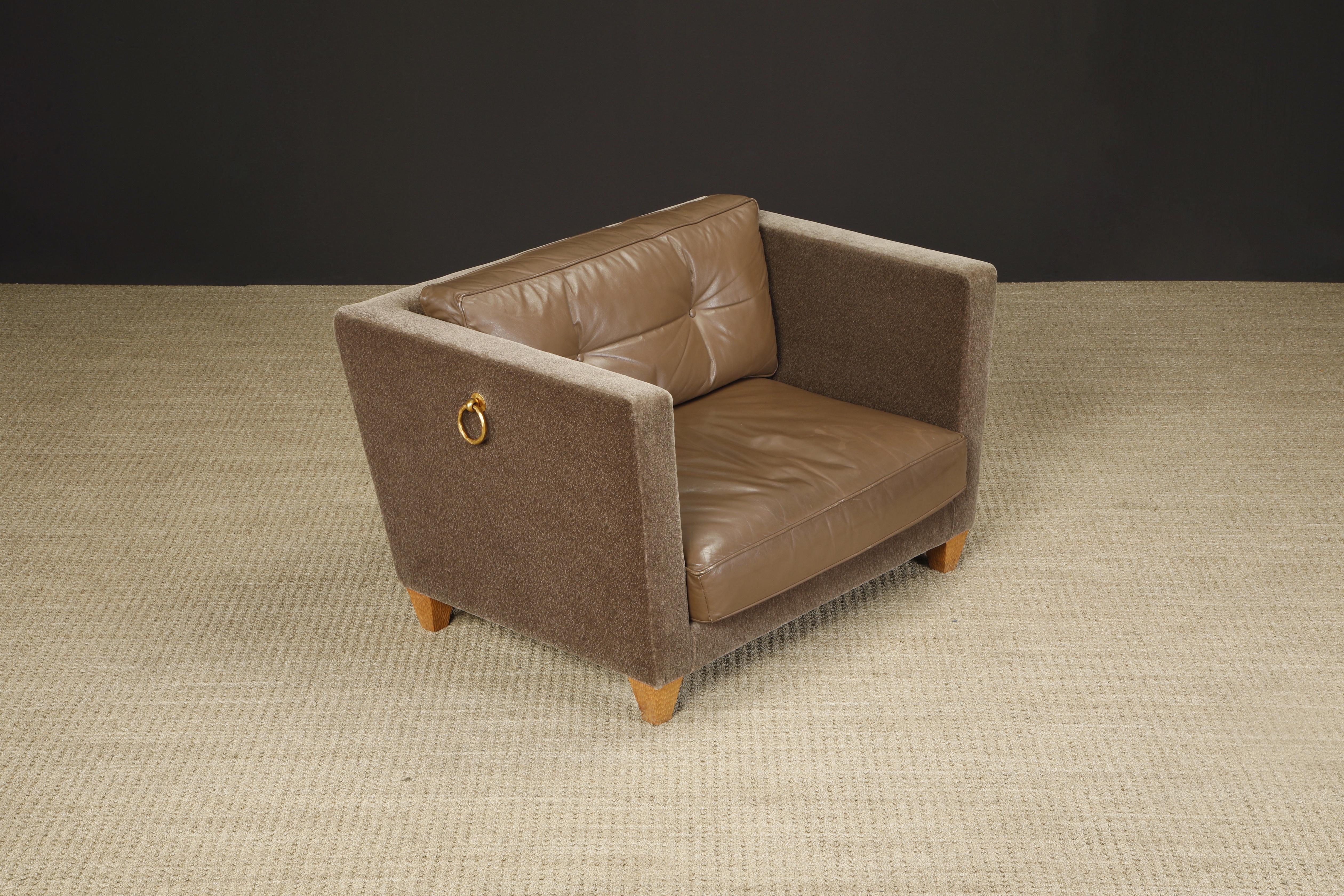 'Titan' Oversized Club Chairs by Olivier Gagnère in Mohair, Leather, and Bronze 2