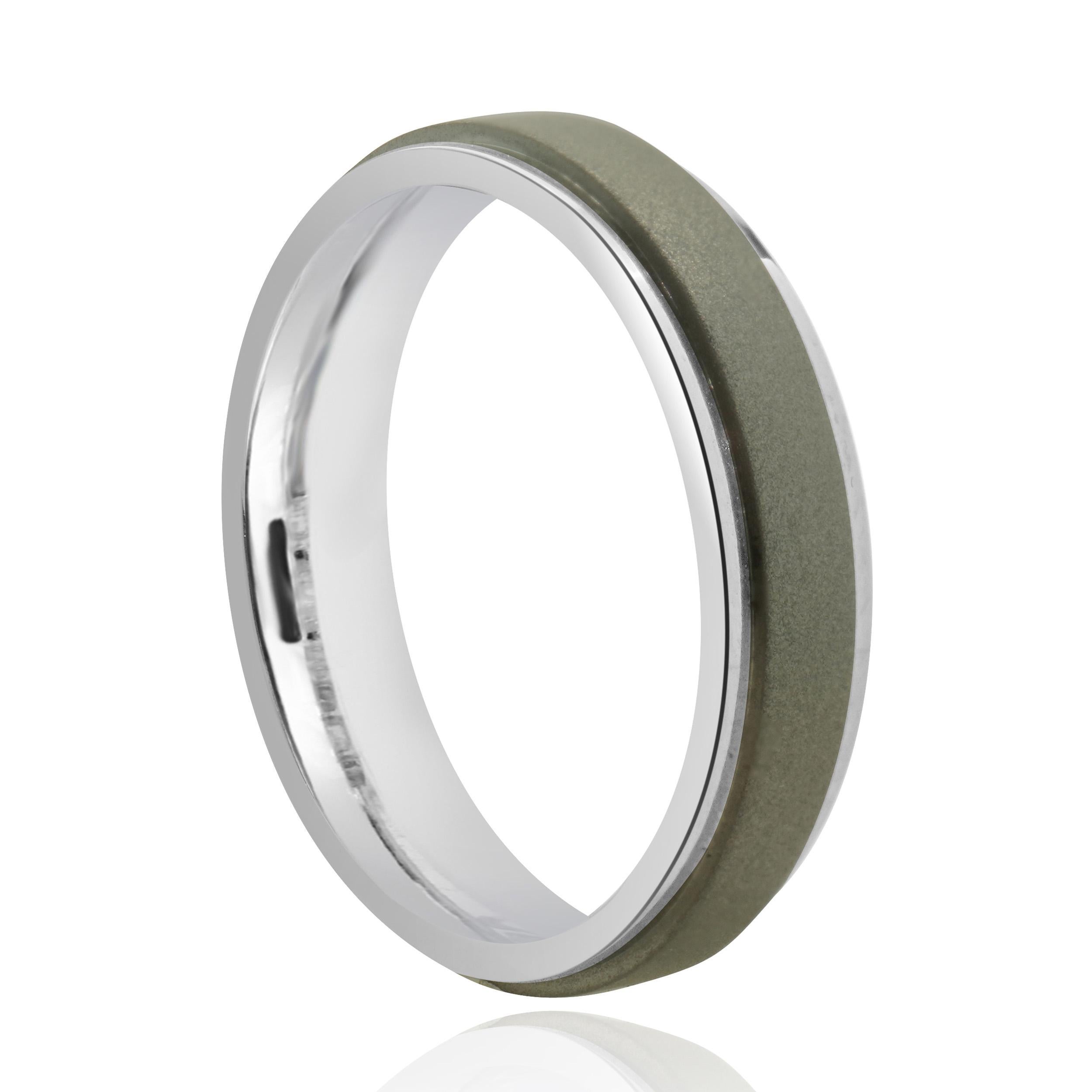 Titanium 5MM Stone Finished Band In Excellent Condition For Sale In Scottsdale, AZ