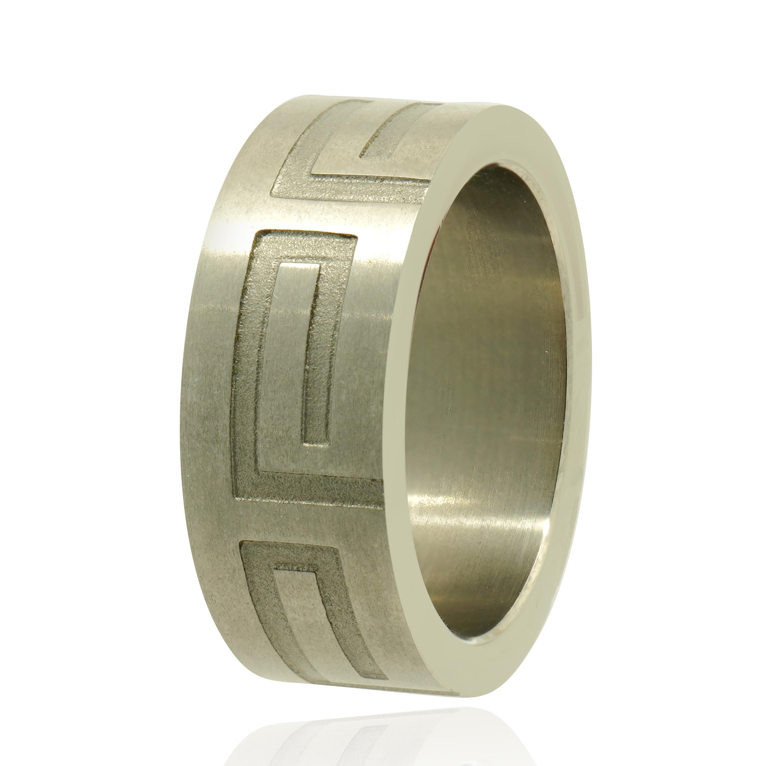 Titanium 8.15MM Matte Etched Ring In Excellent Condition For Sale In Scottsdale, AZ