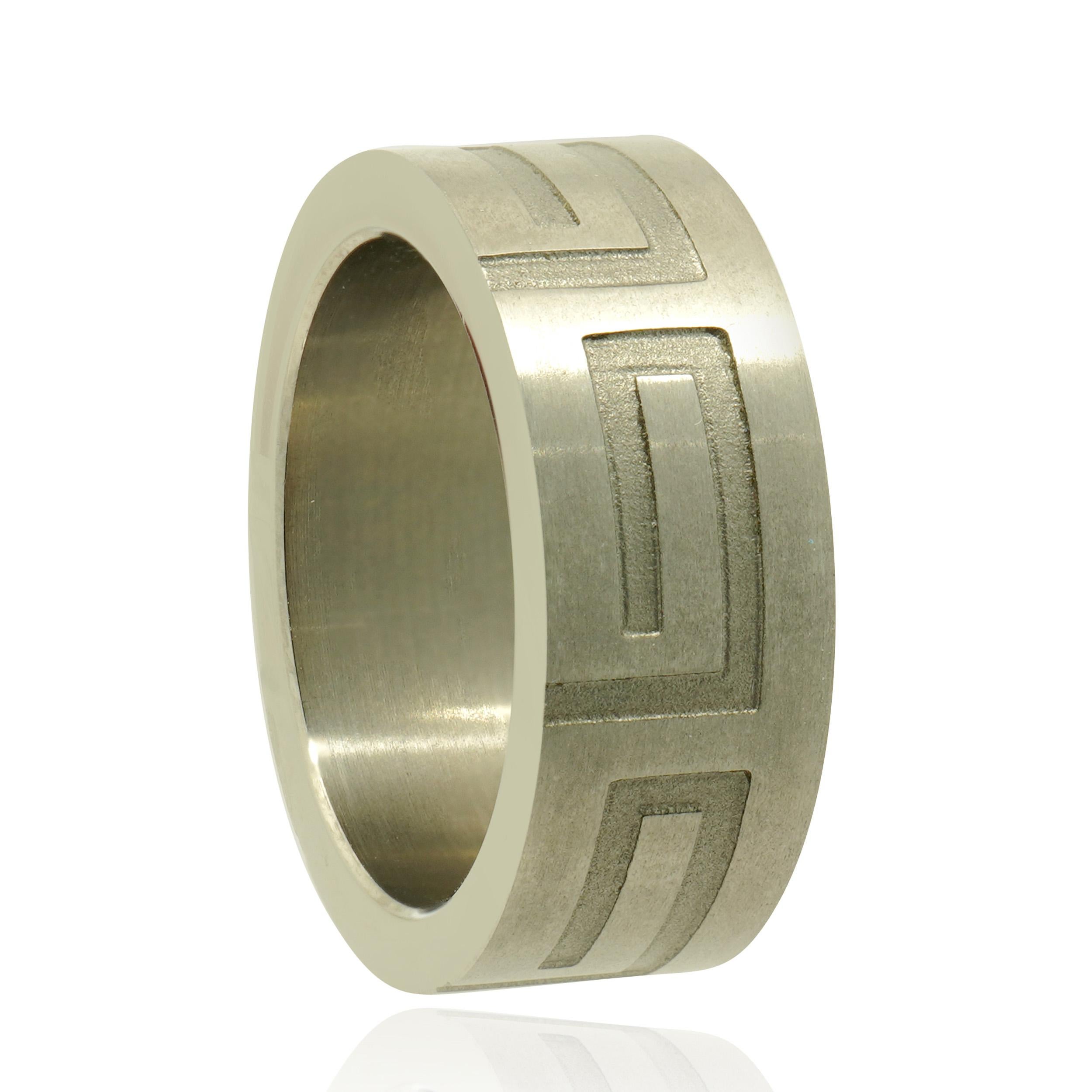 Women's or Men's Titanium 8.15MM Matte Etched Ring For Sale