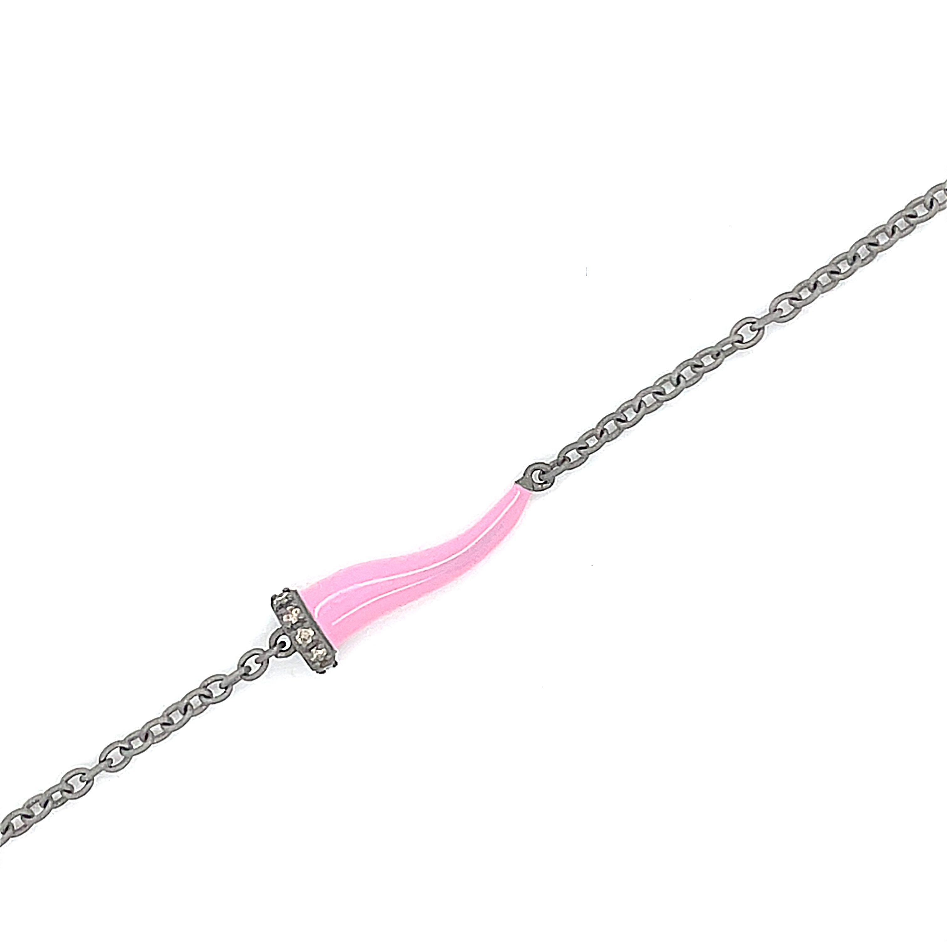 Round Cut Titanium Diamonds Bracelet - Pink Ribbon Association Monaco For Sale