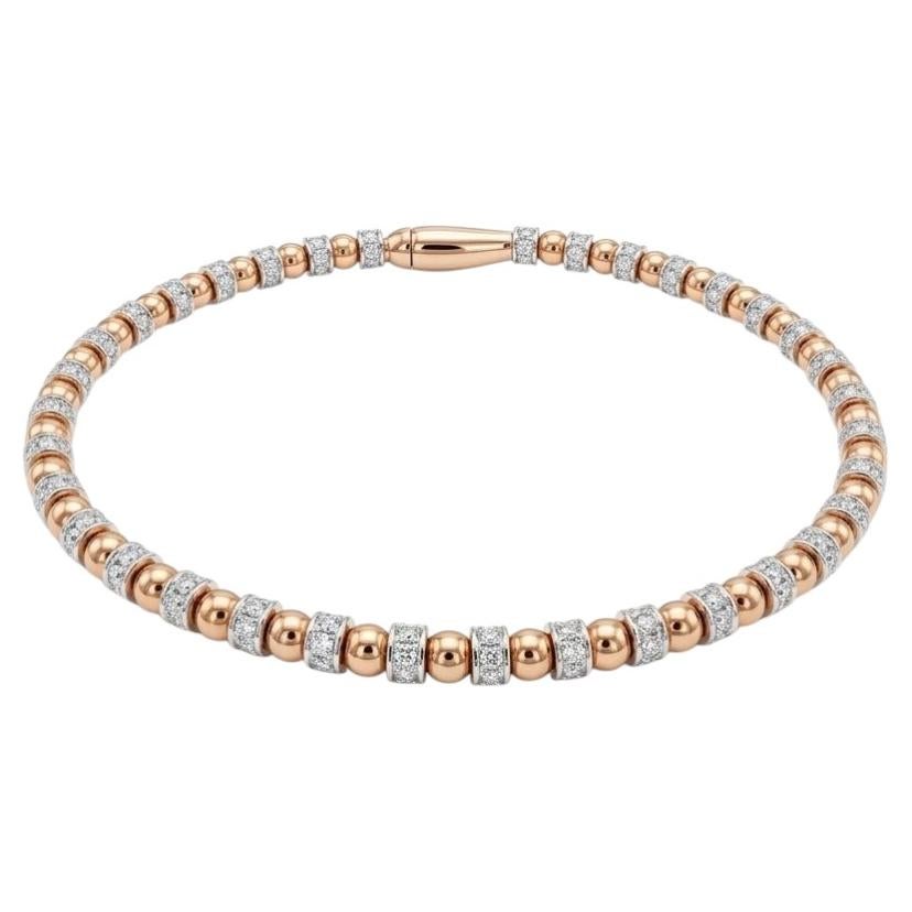 Bracciale in titanio con diamante in oro rosa 14 carati