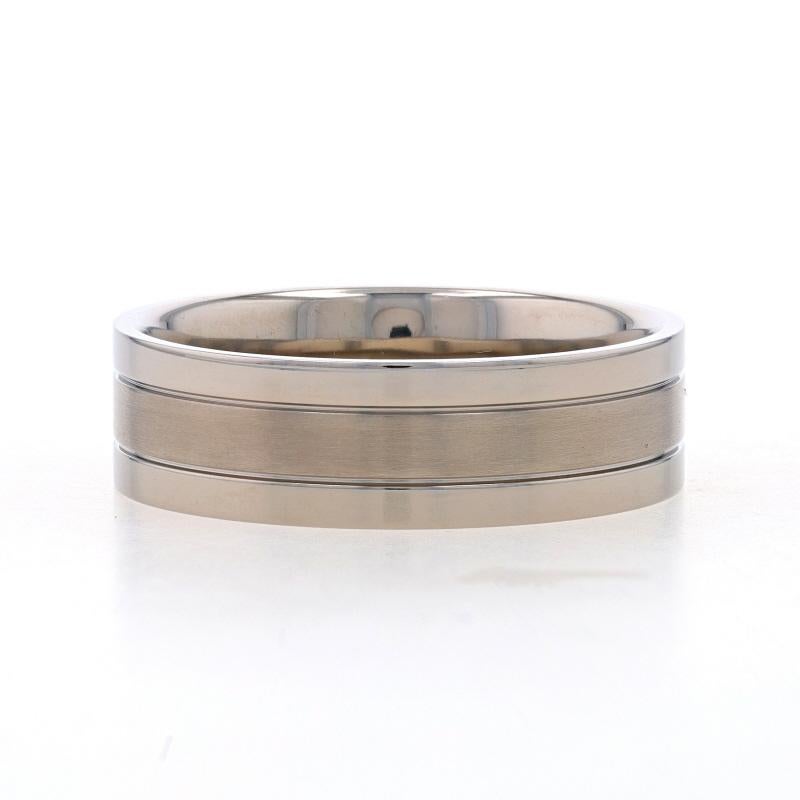 Titanium Brushed Stripe Men's Wedding Band - Comfort Fit Ring Size 10 1/2 1