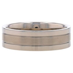 Titanium Brushed Stripe Men's Wedding Band - Comfort Fit Ring Size 10 1/2