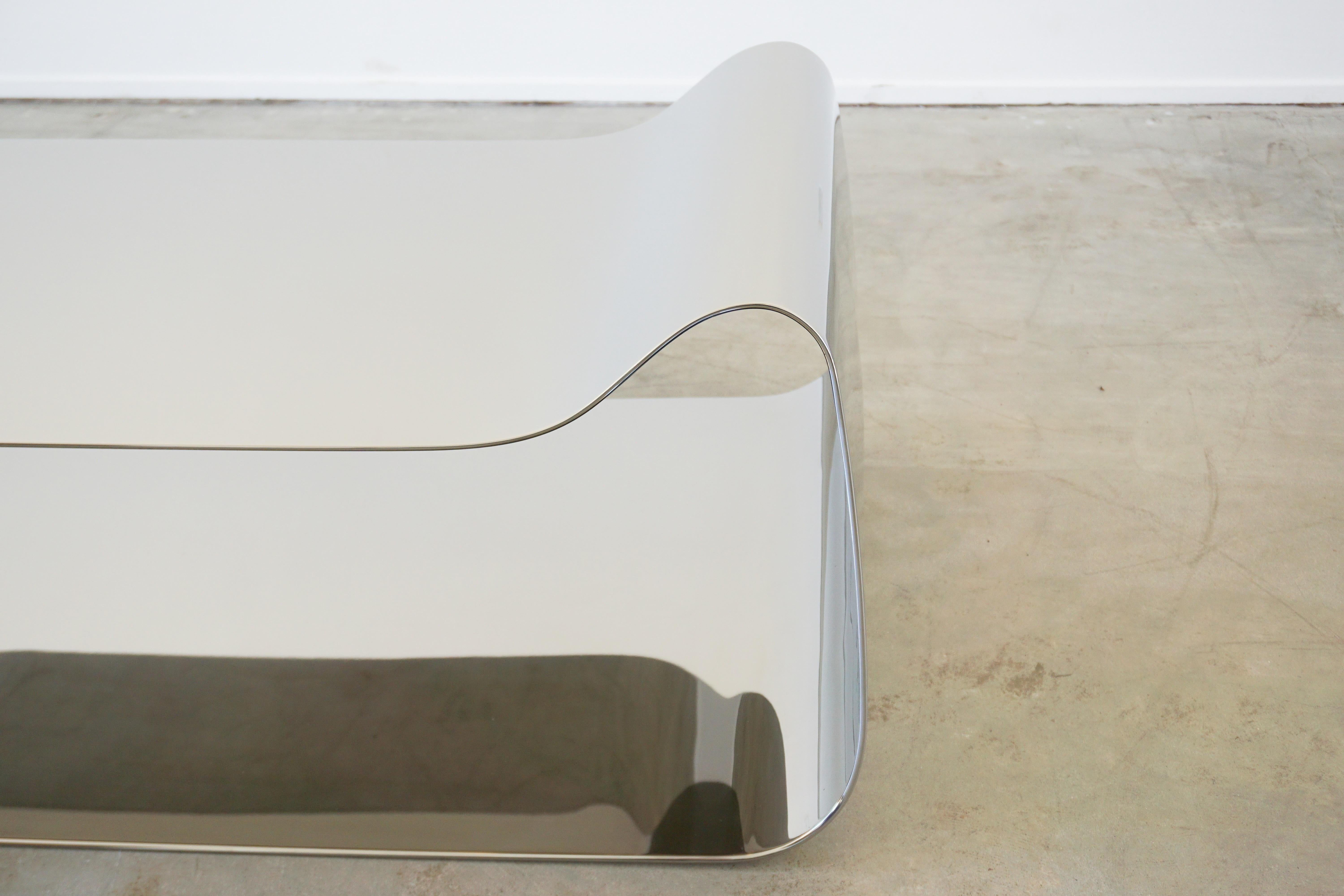 Stainless Steel Titanium Coffee Table by William Emmerson For Sale