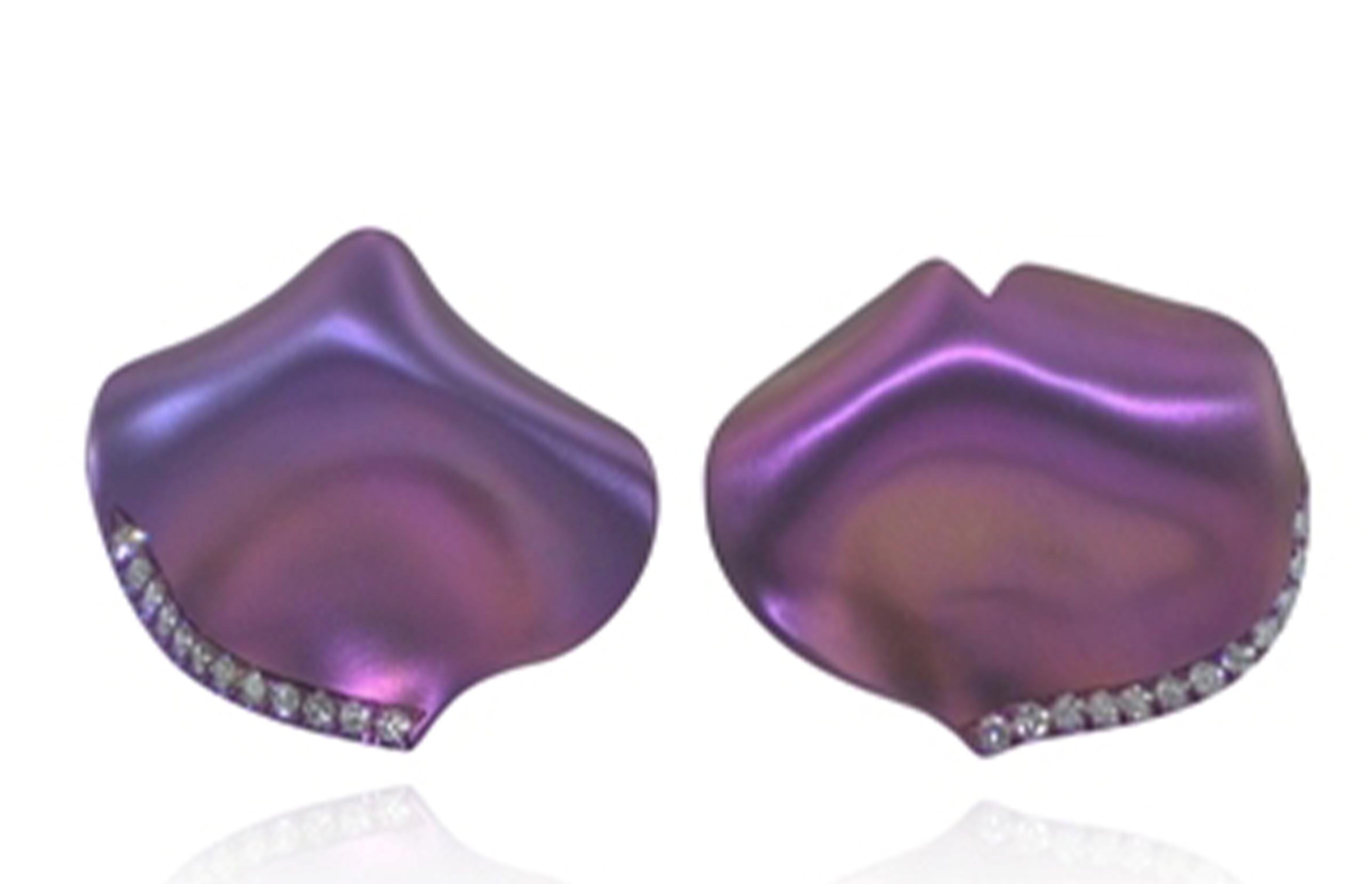 Titanium Diamond 18KT Rose Gold Petals Margherita Burgener Earrings For Sale 1