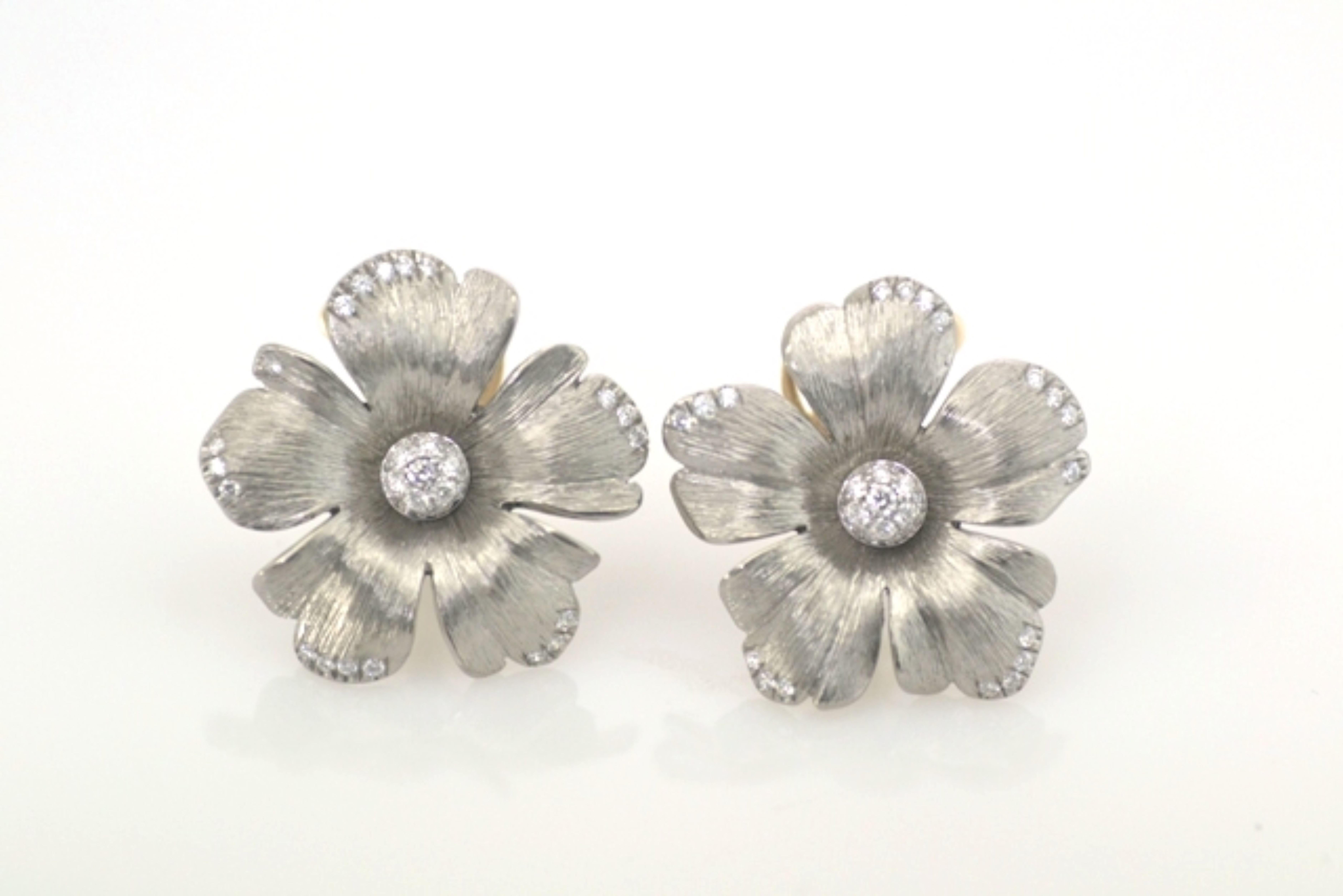 Diamond Peridot Blue Titanium 18 KT Rose Gold Happy Flower Earrings For