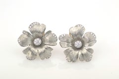 Titanium Diamond  18 KT Rose Gold Flower Earrings