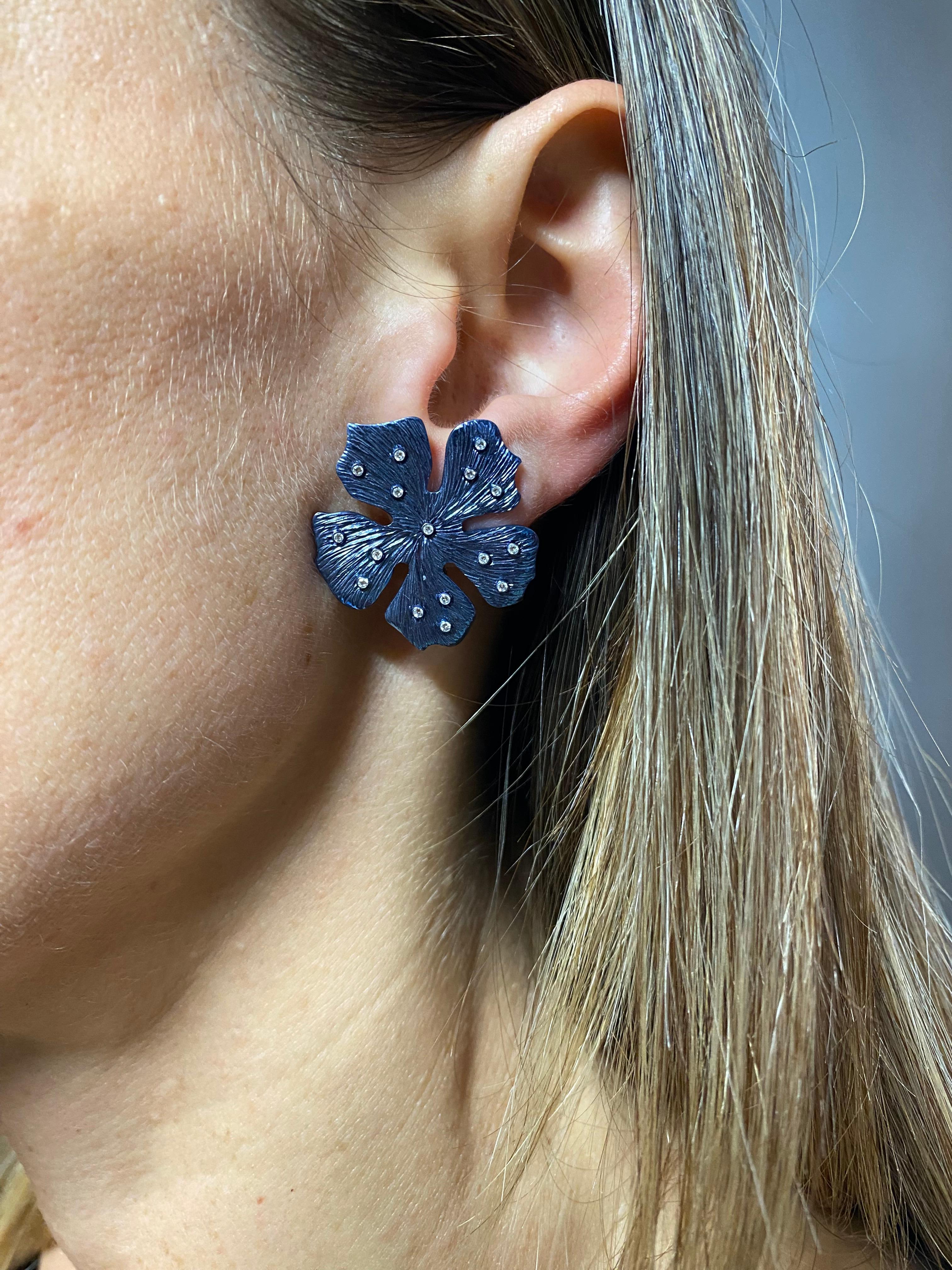 Titanio Diamantes 18KT Oro Rosa Made in Italy  Pendientes Contemporáneo en venta
