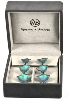 Pendientes Pétalos Titanio Diamantes Oro Rosa 18KT Made in Italy