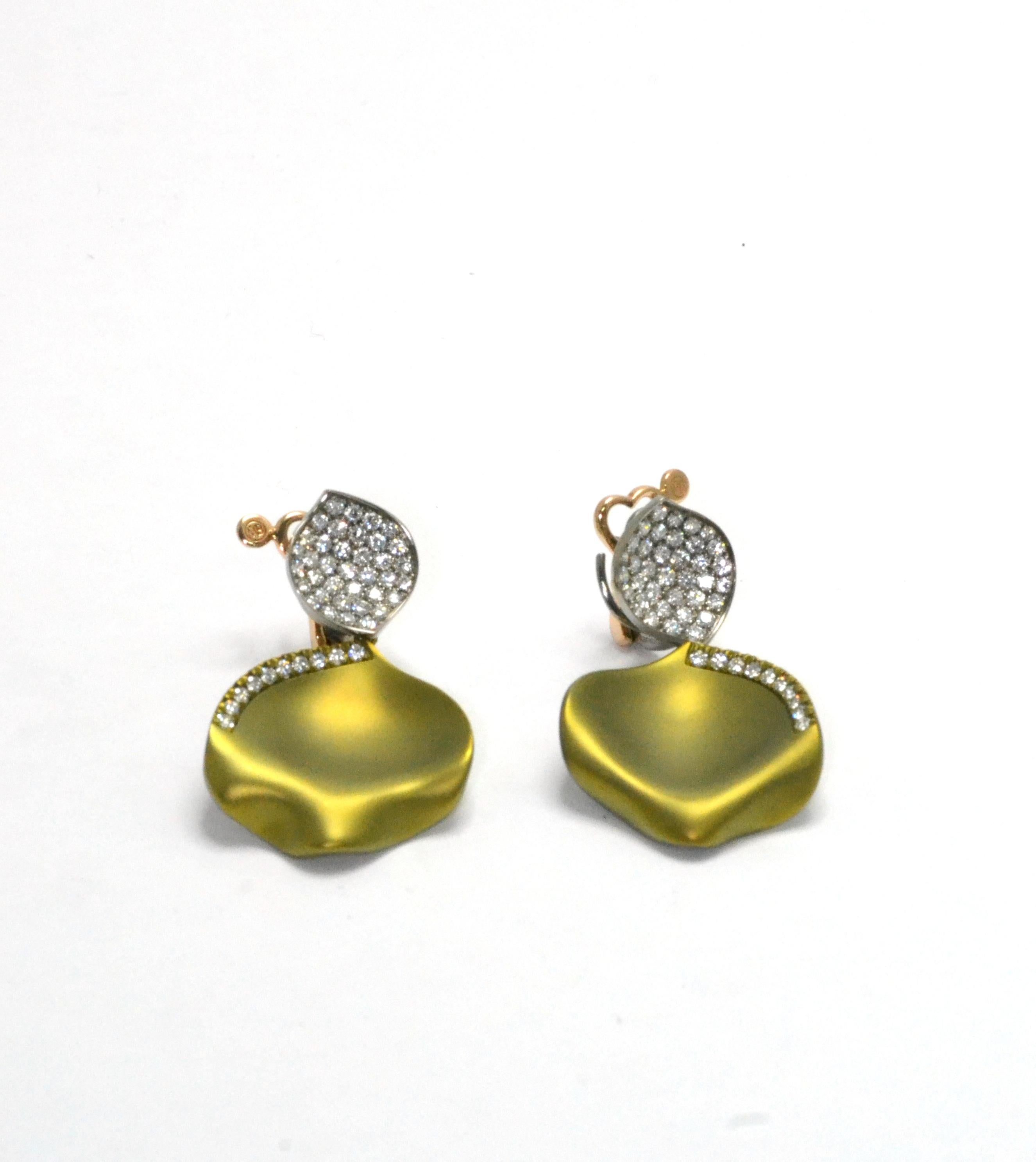Titanium Diamonds 18KT Rose Gold Made in Italy Petals Earrings Available Now 3