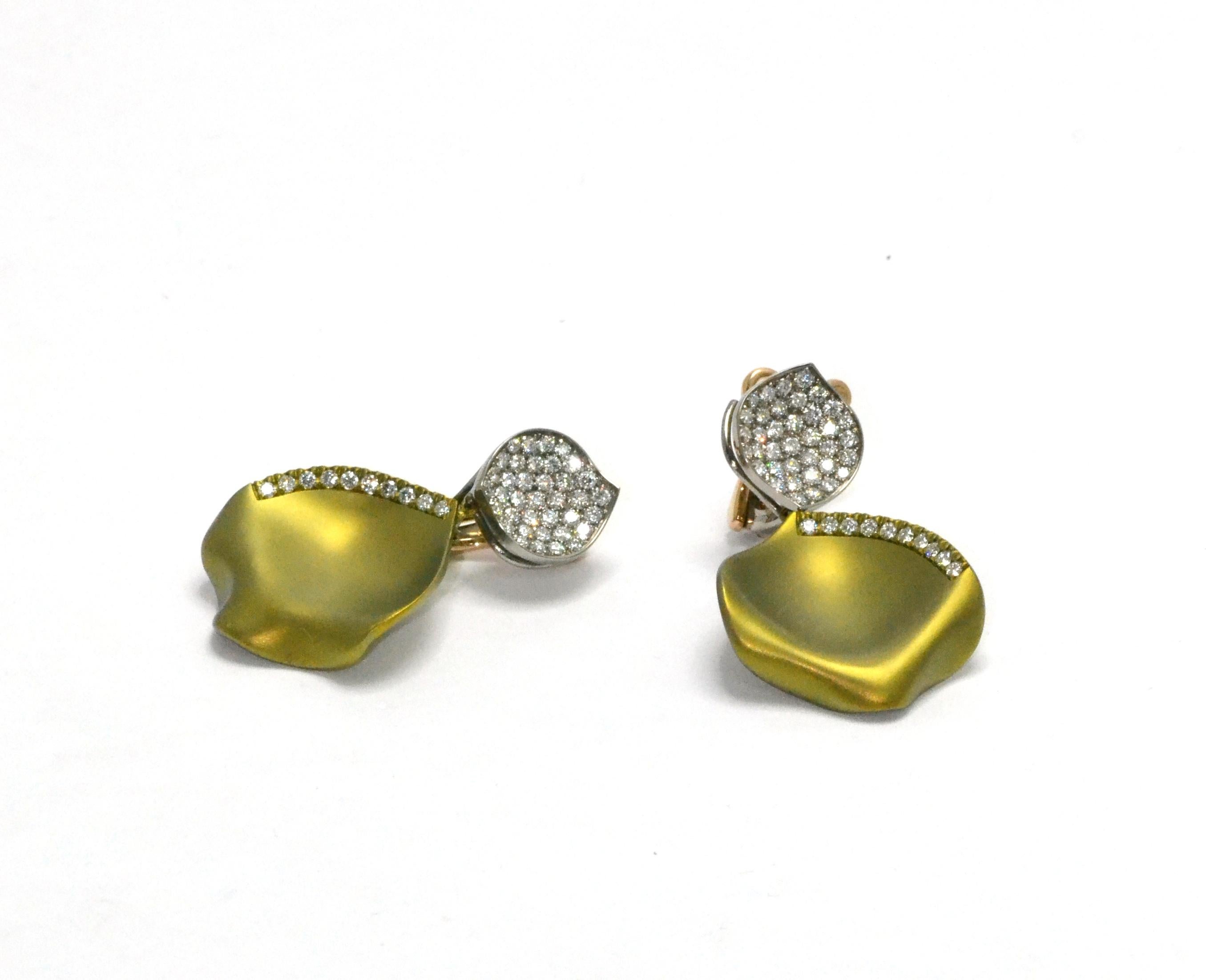 Titanium Diamonds 18KT Rose Gold Made in Italy Petals Earrings Available Now 4