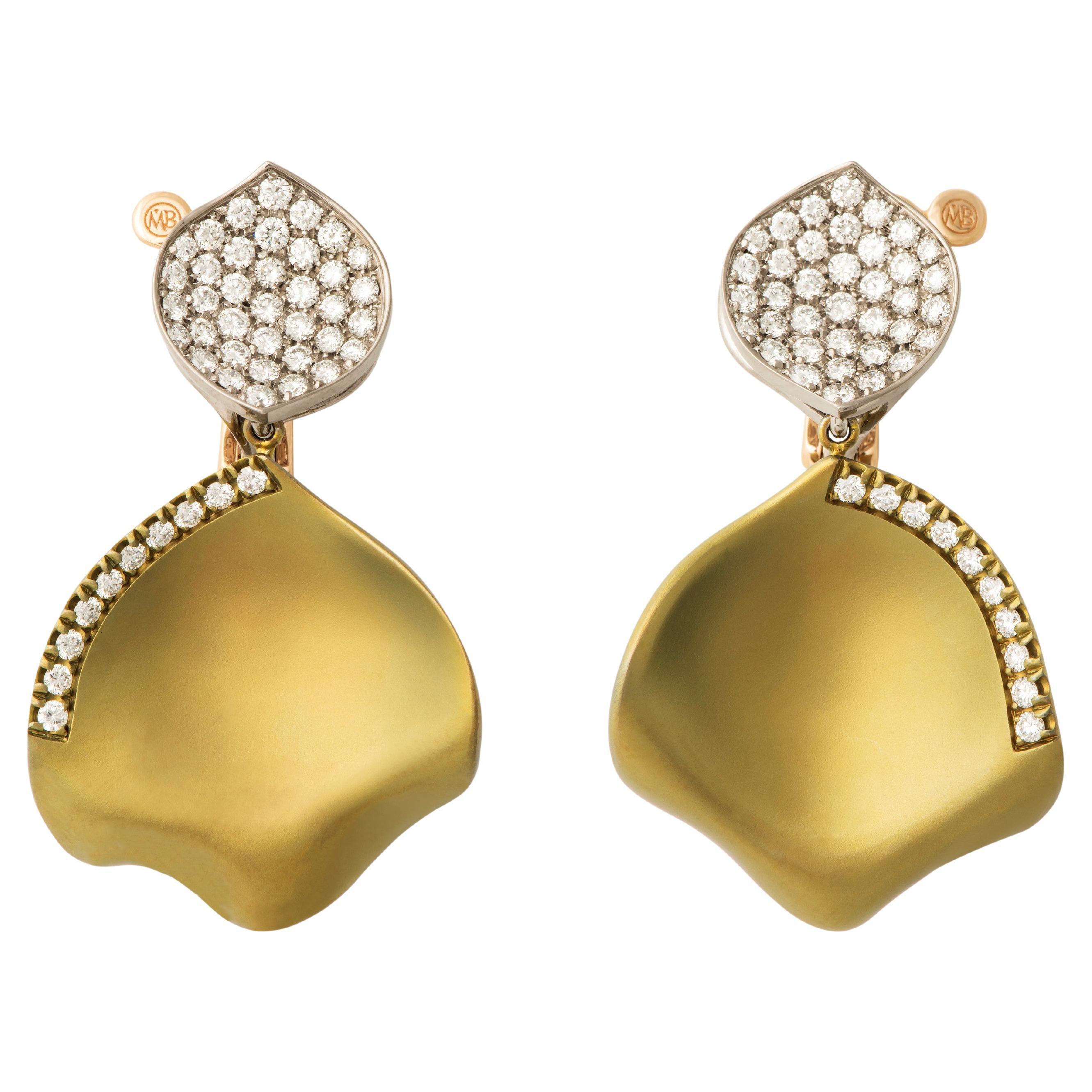 Titanium Diamonds 18KT Rose Gold Made in Italy Petals Earrings Available Now