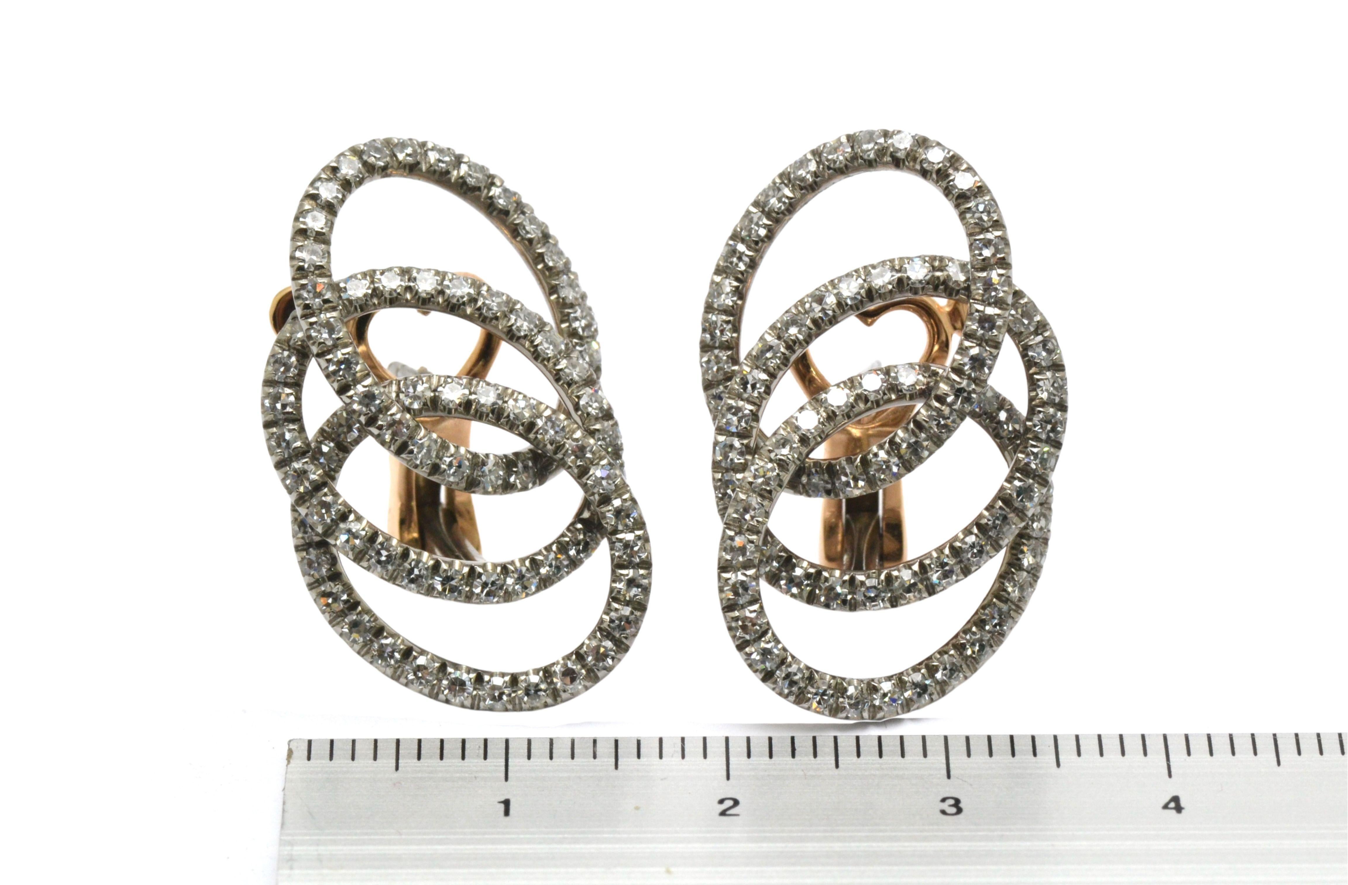Titanium Natural Diamonds 18KT Gold Olympia Earrings  The price has a reason! For Sale 1