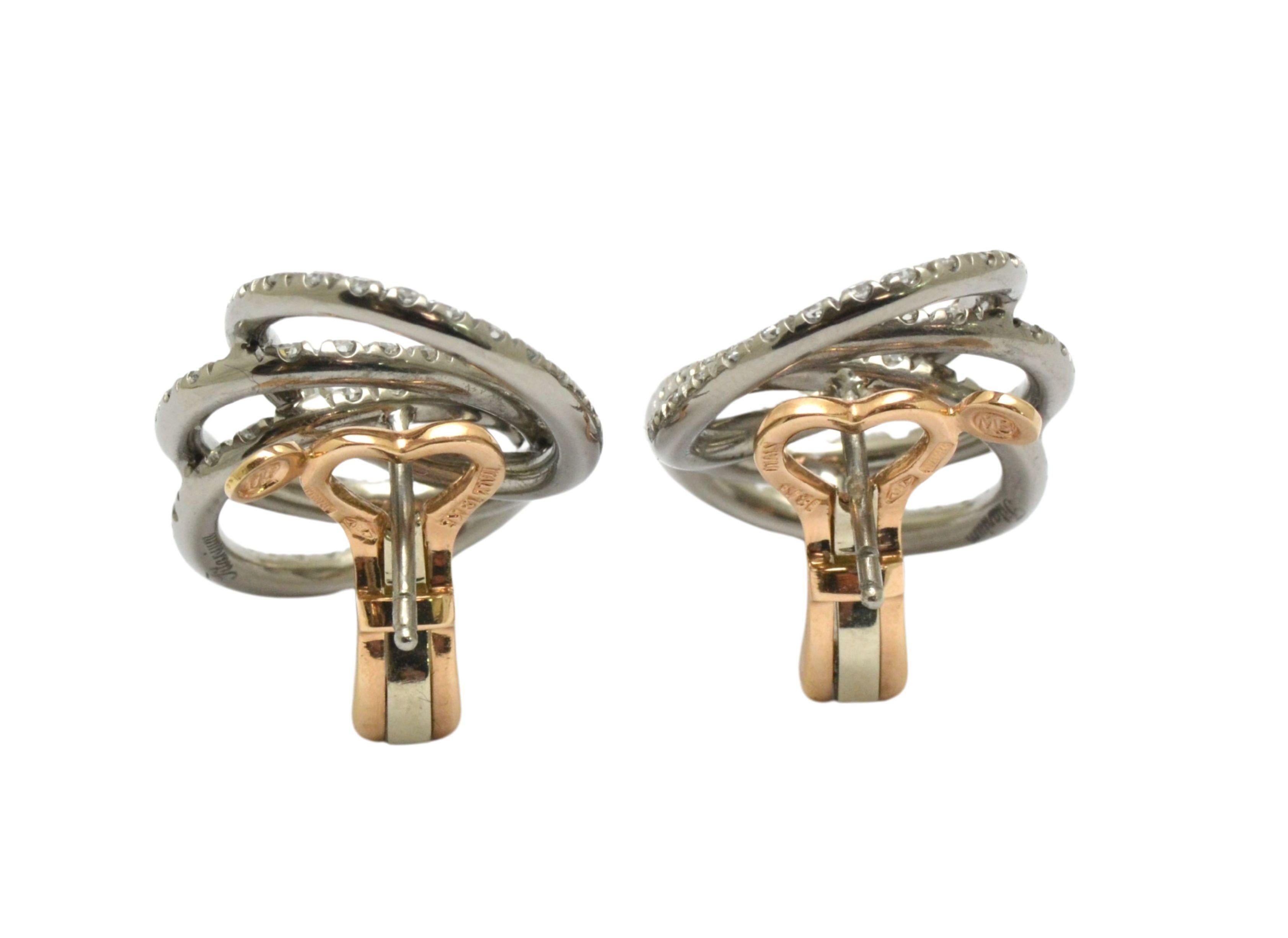 Titanium Natural Diamonds 18KT Gold Olympia Earrings  The price has a reason! For Sale 2