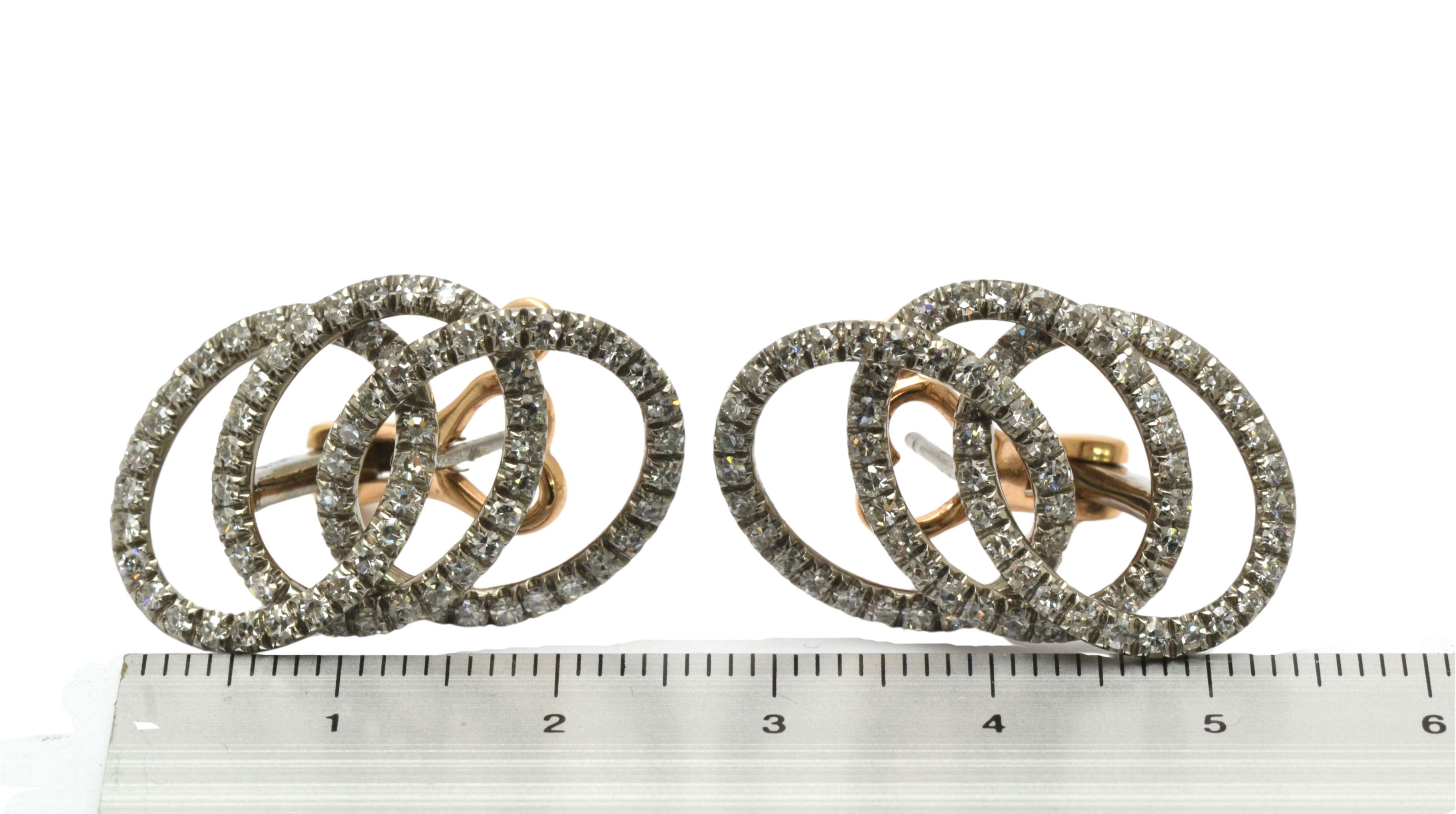 Titanium Natural Diamonds 18KT Gold Olympia Earrings  The price has a reason! For Sale 3