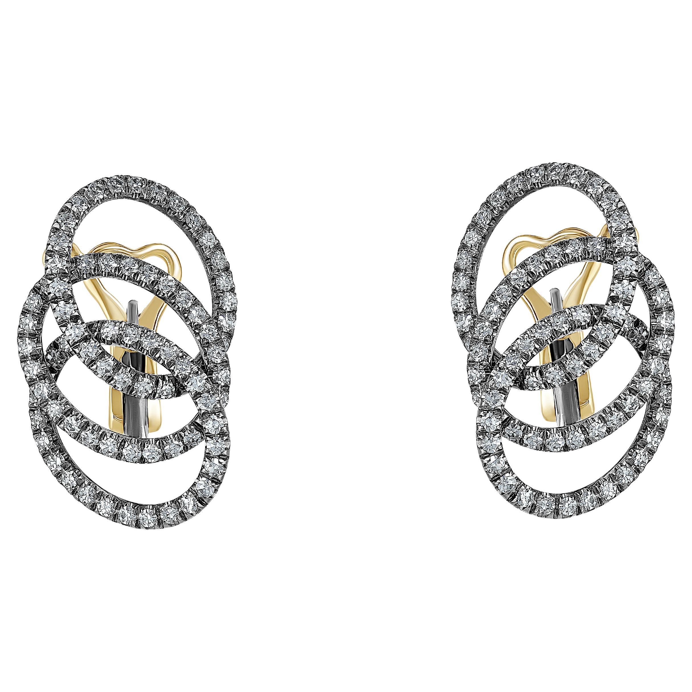 Titanium Natural Diamonds 18KT Gold Olympia Earrings  The price has a reason! For Sale