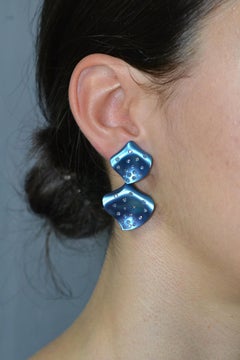 Titanium Diamonds 18KT White Gold Made in Italy Petal Earrings