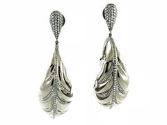 Titanium Earring with Rose Cut Pear Shape Diamond