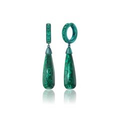 Titanium Emerald Malachite Drop Earrings