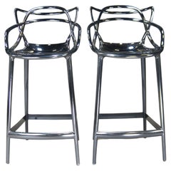 Titanium Kartell Bar Stools by Philippe Stark, Set of 2