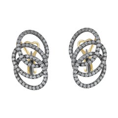 Titanium Natural Diamonds 18KT Gold Olympia Lobe Earrings