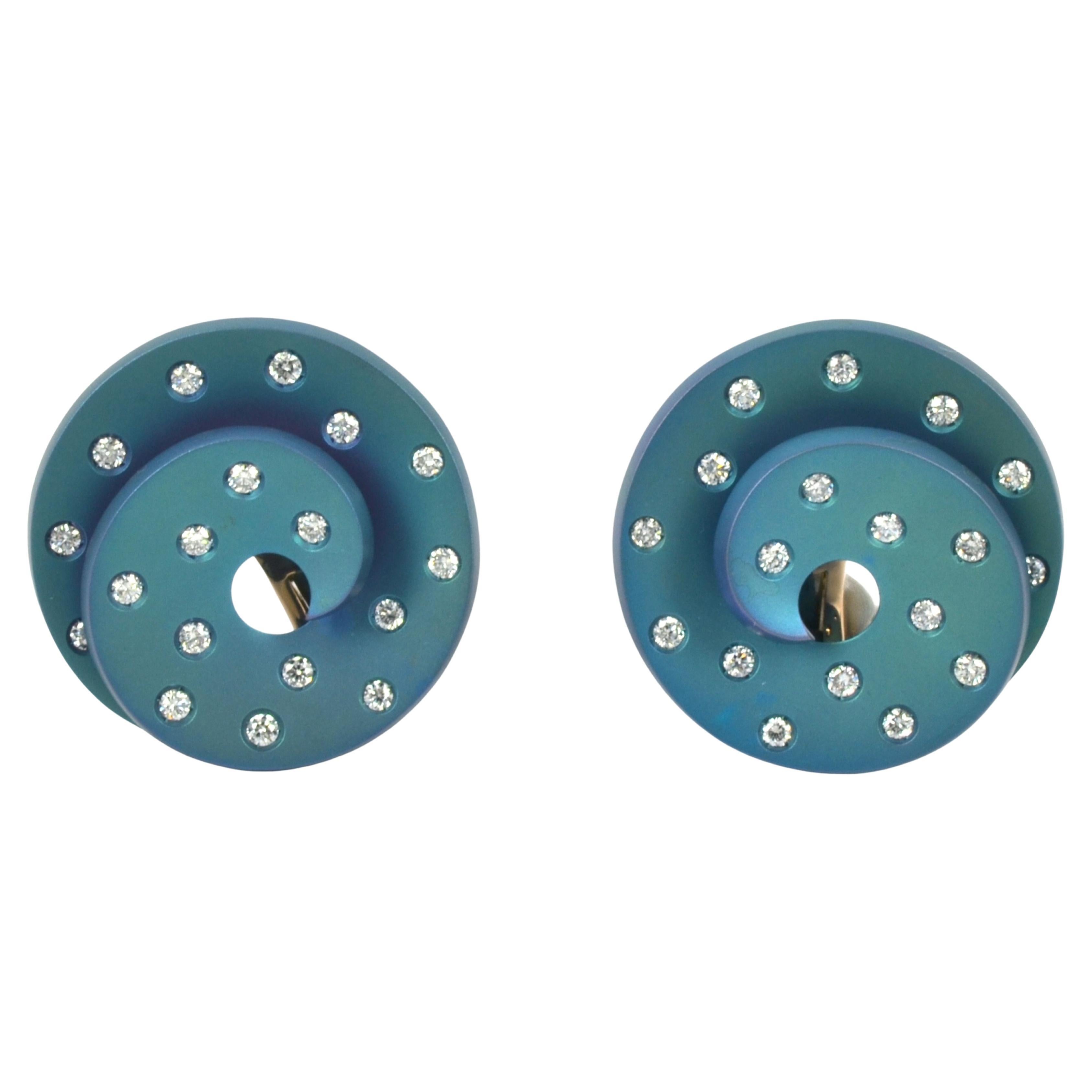 Titanium Natural Diamonds 18KT Rose Gold Spirale Earrings