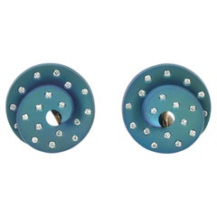 Titanium Natural Diamonds 18KT Rose Gold Spirale Earrings