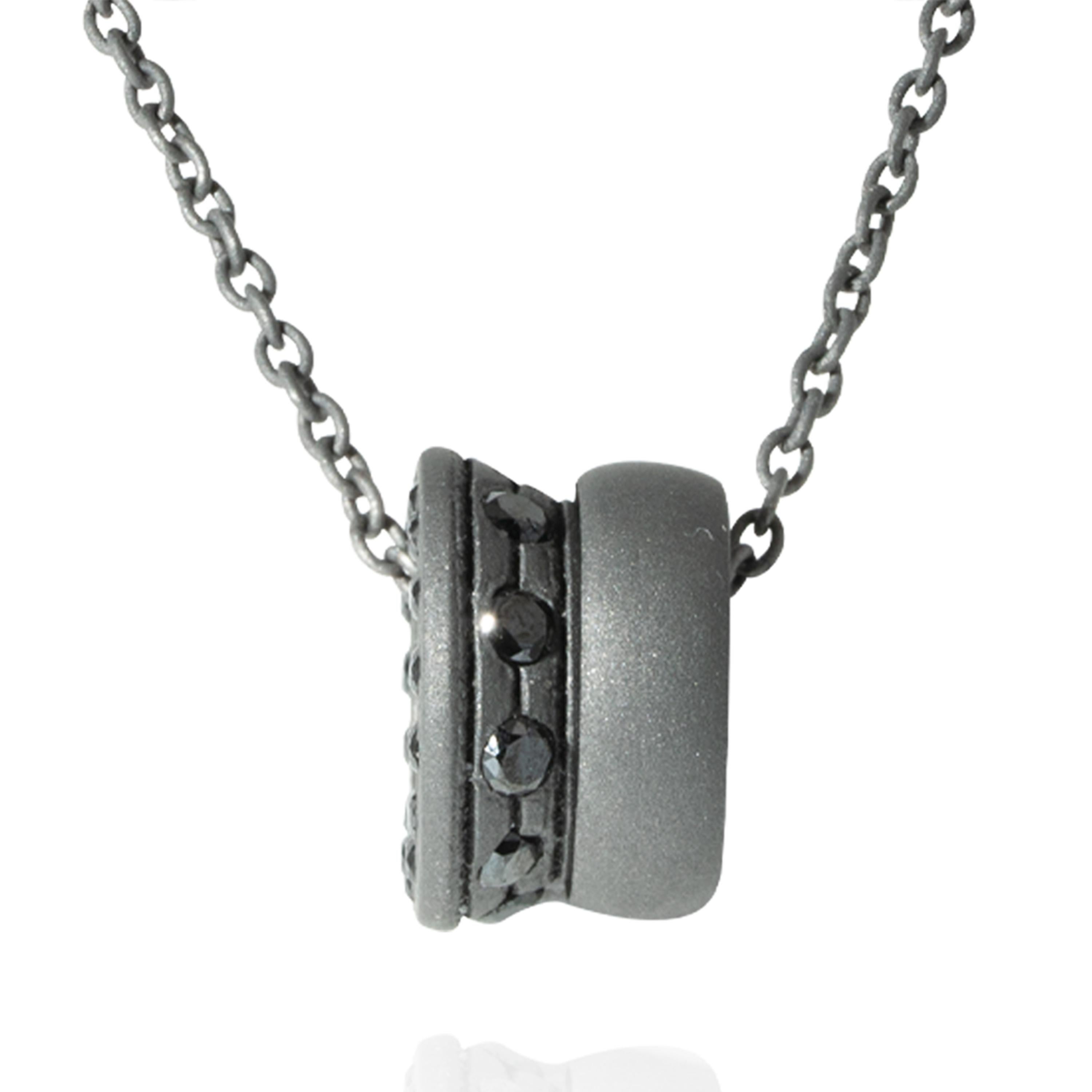 Titanium necklace made with black diamonds by DAVERIO1933. 
The piece is part of the Men jewellery collection of the Italian brand, available both in titanium and white gold. 