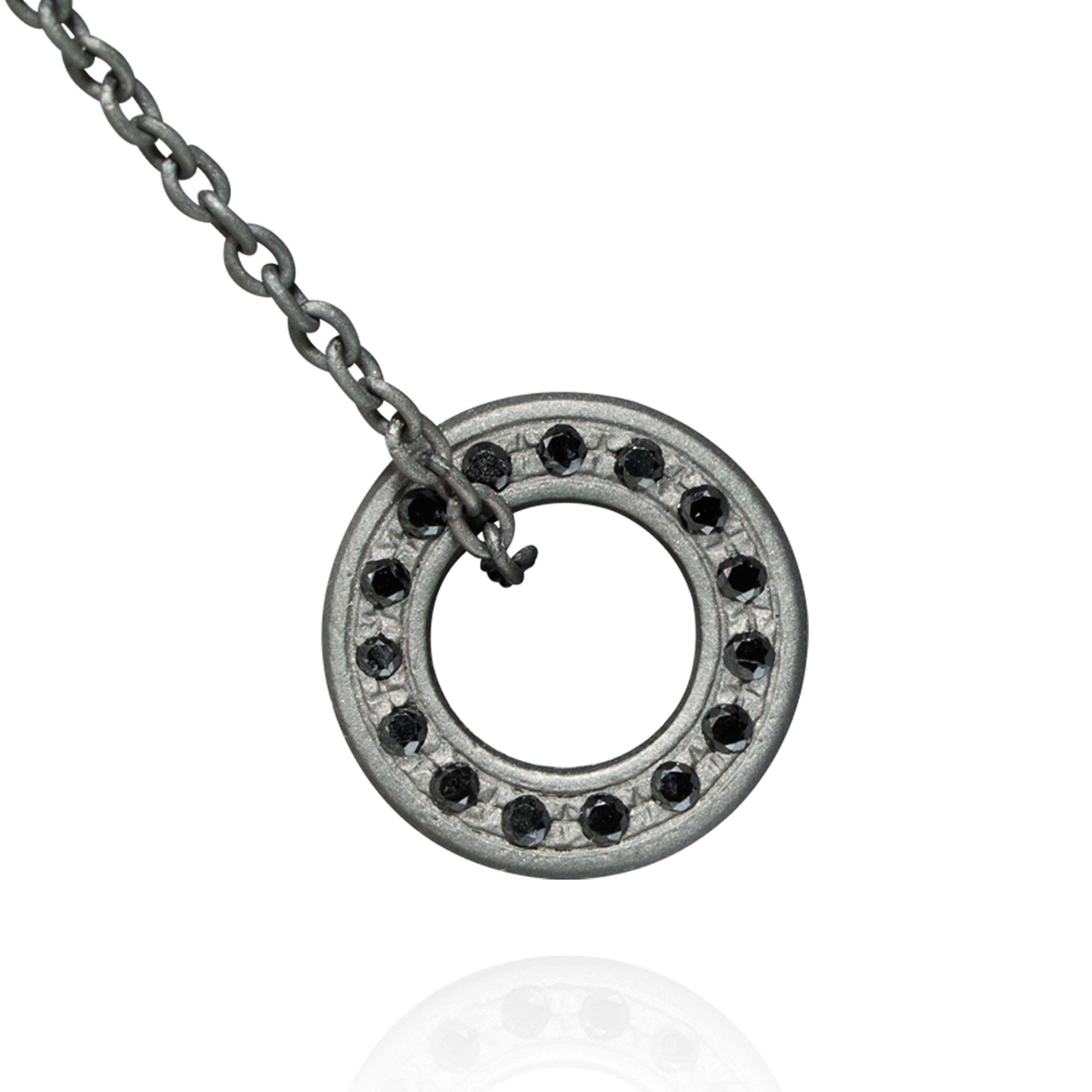 Brilliant Cut Titanium Necklace with Black Diamonds For Sale